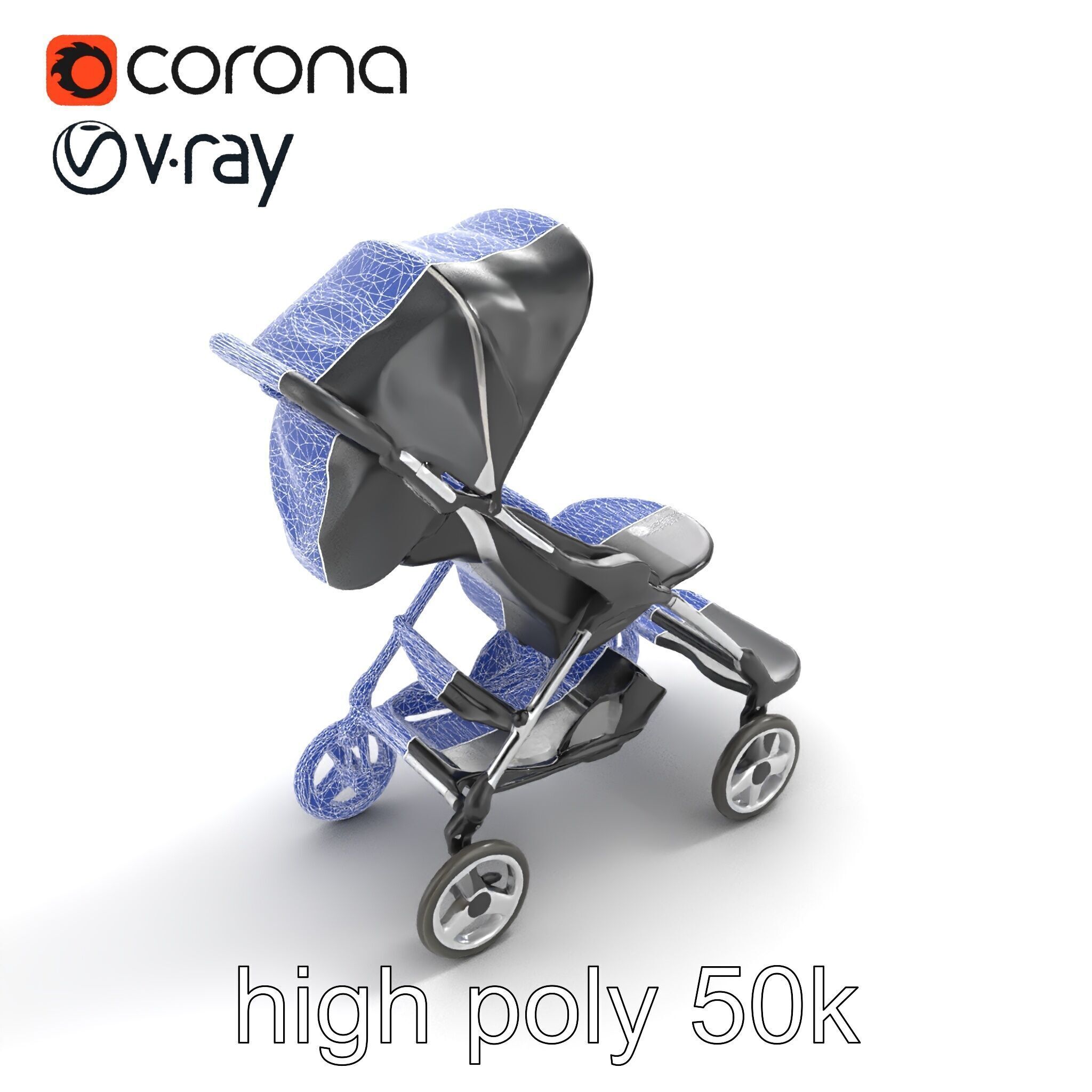 Umbrella Stroller with Ergonomic Footrest model pack Low-poly 3D model_25