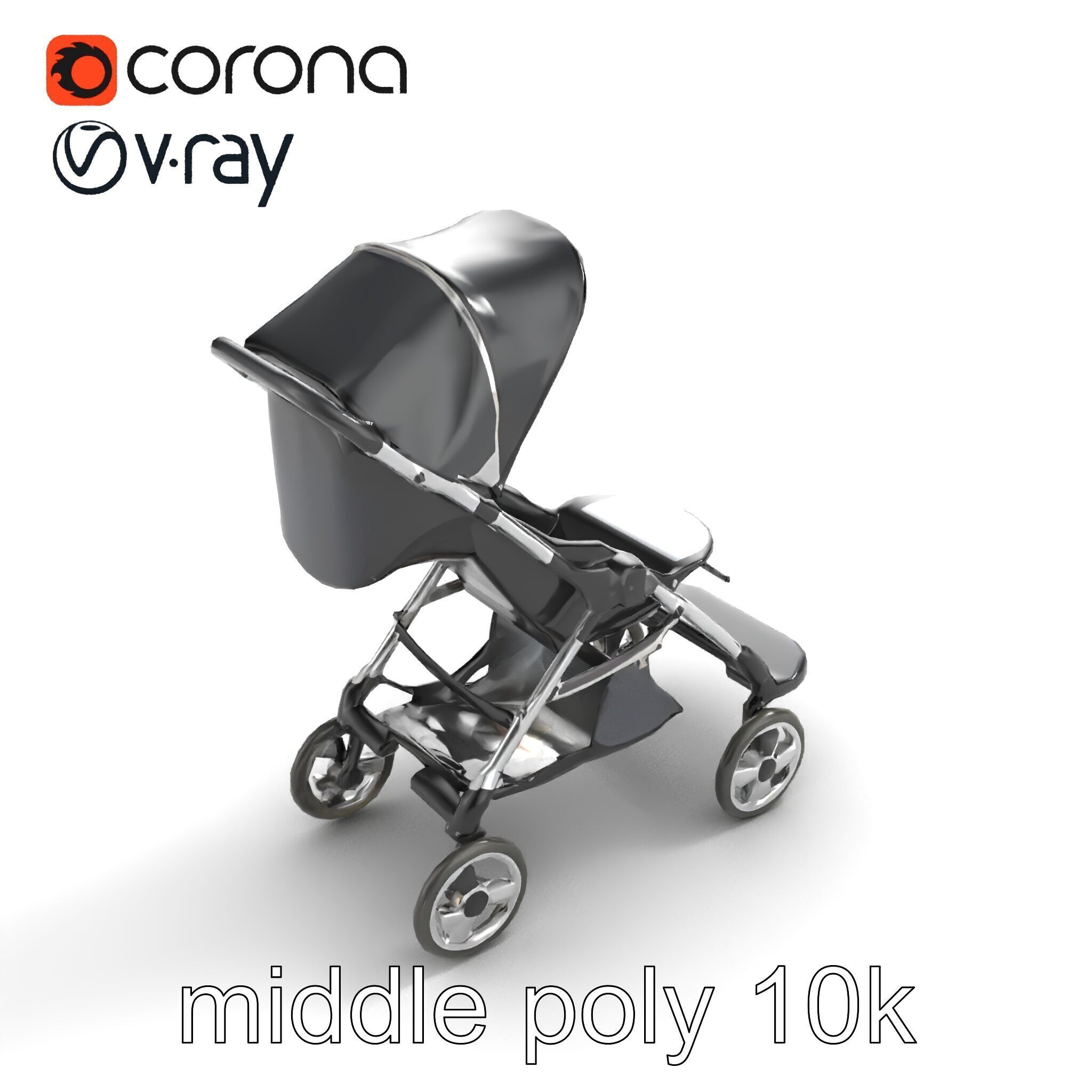 Umbrella Stroller with Ergonomic Footrest model pack Low-poly 3D model_7