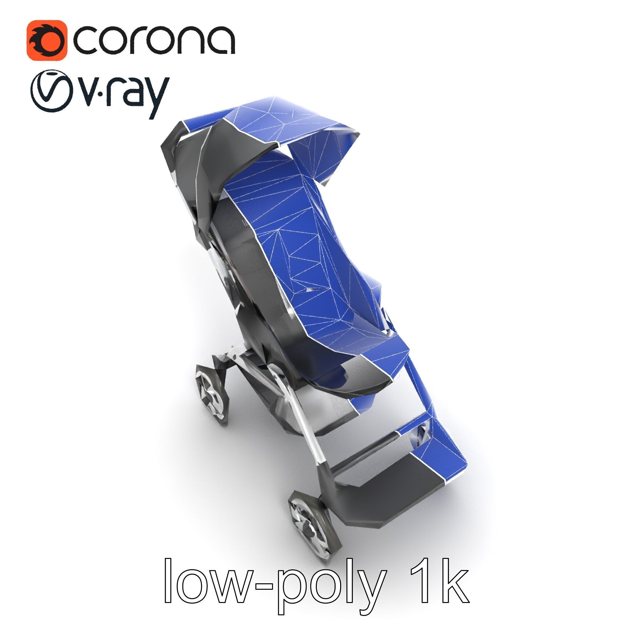 Umbrella Stroller with Ergonomic Footrest model pack Low-poly 3D model_12