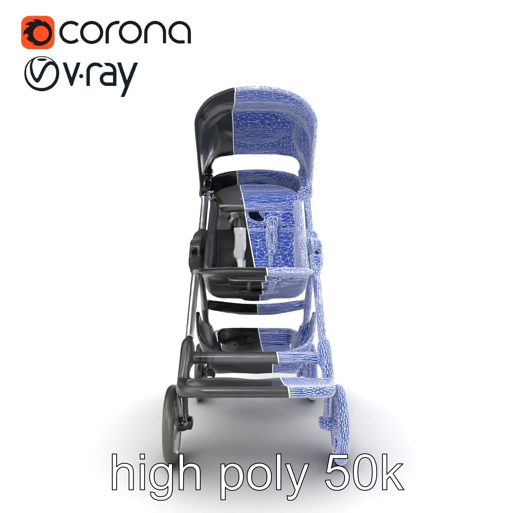Umbrella Stroller with Ergonomic Footrest model pack Low-poly 3D model_20