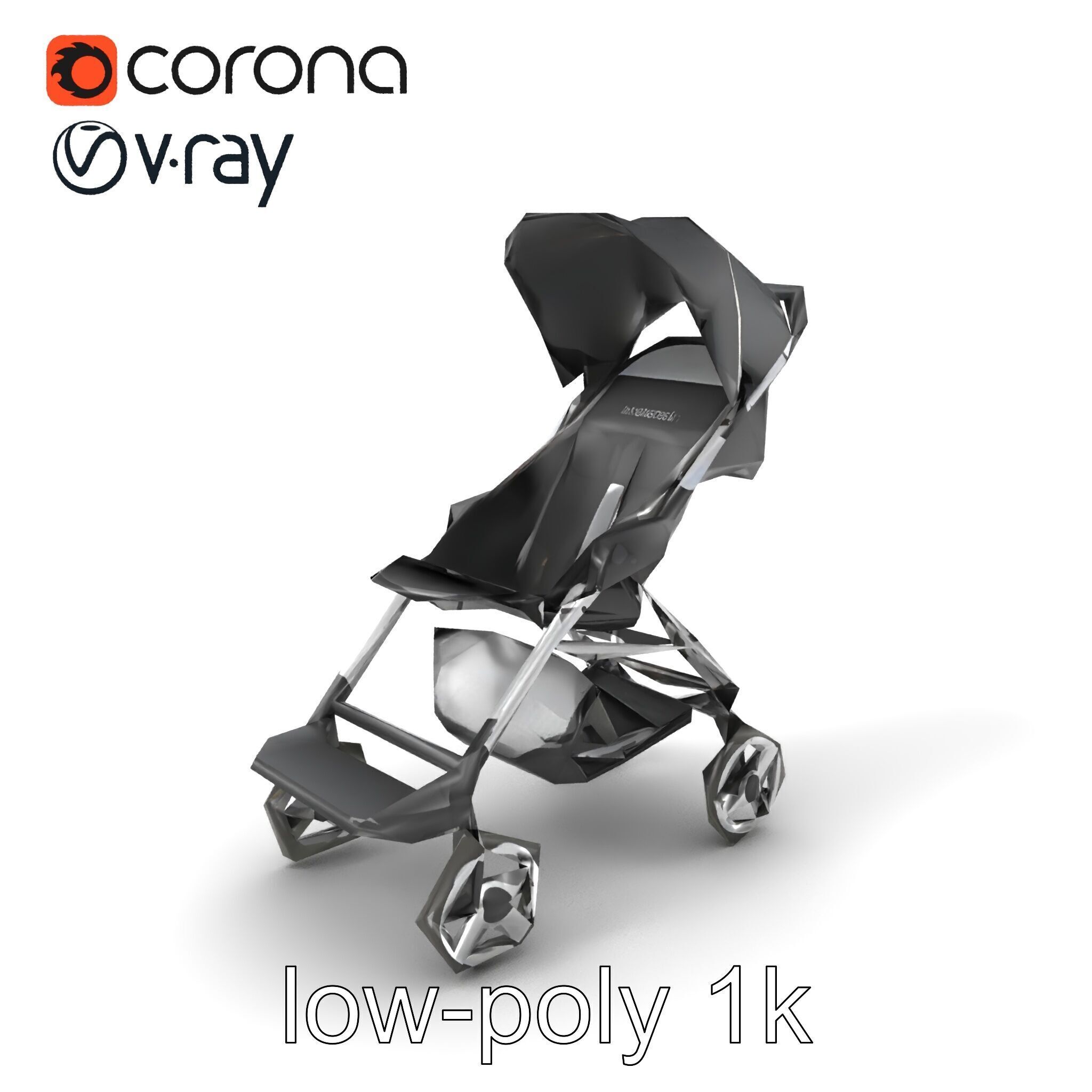 Umbrella Stroller with Ergonomic Footrest model pack Low-poly 3D model_4
