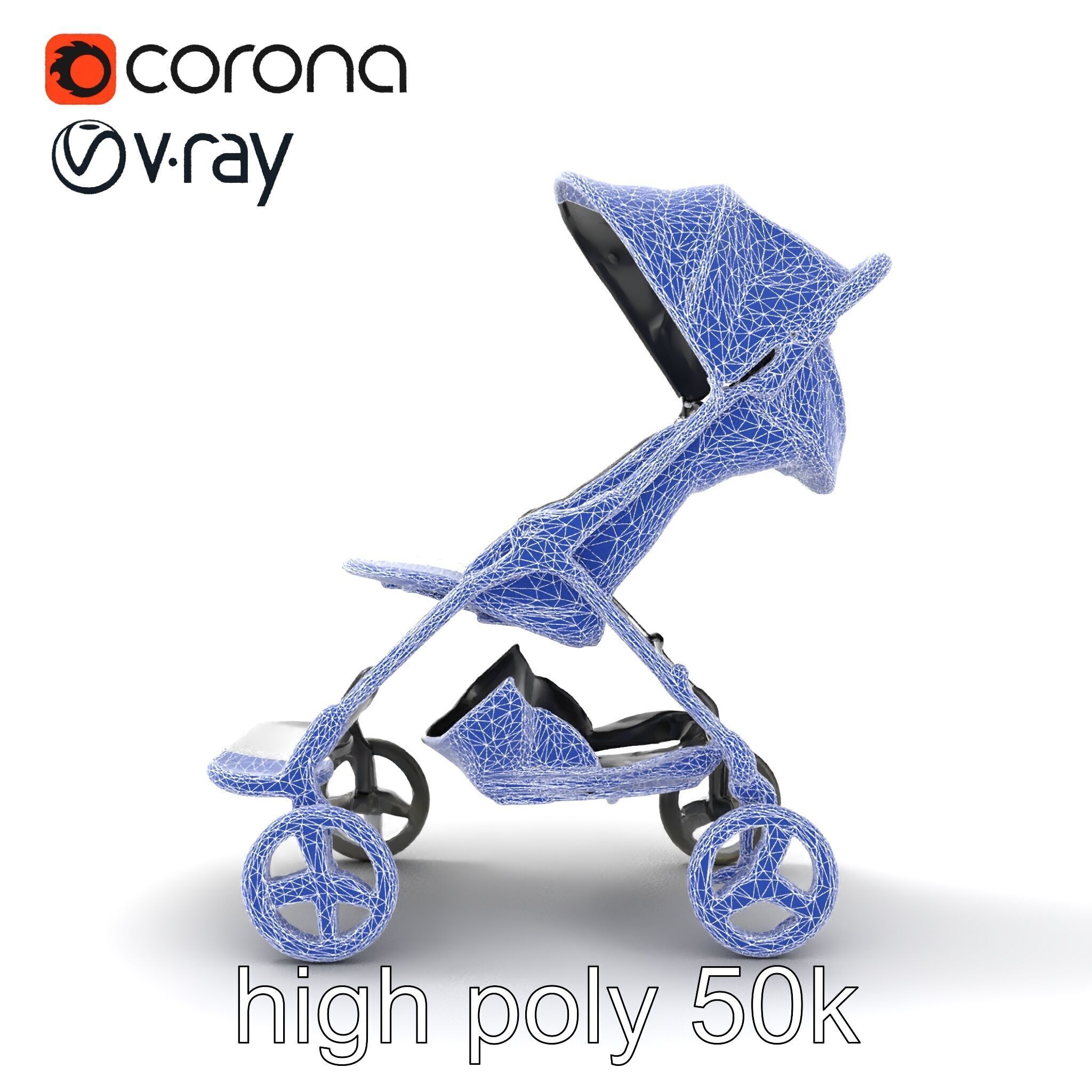 Umbrella Stroller with Ergonomic Footrest model pack Low-poly 3D model_28