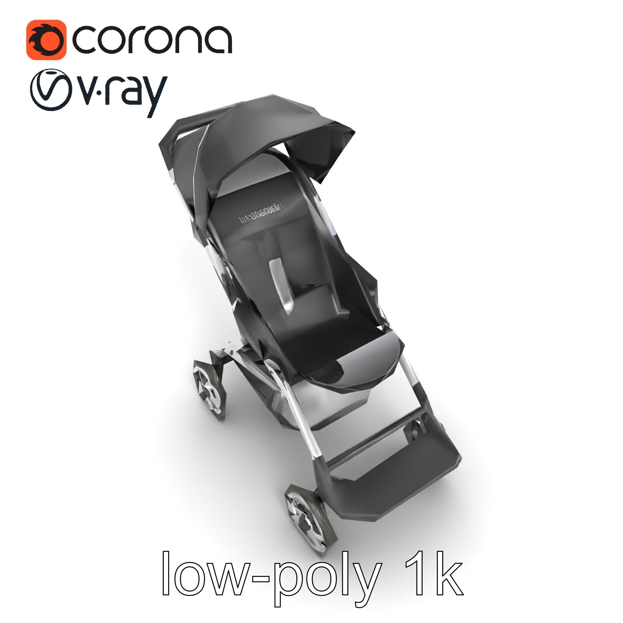 Umbrella Stroller with Ergonomic Footrest model pack Low-poly 3D model_18