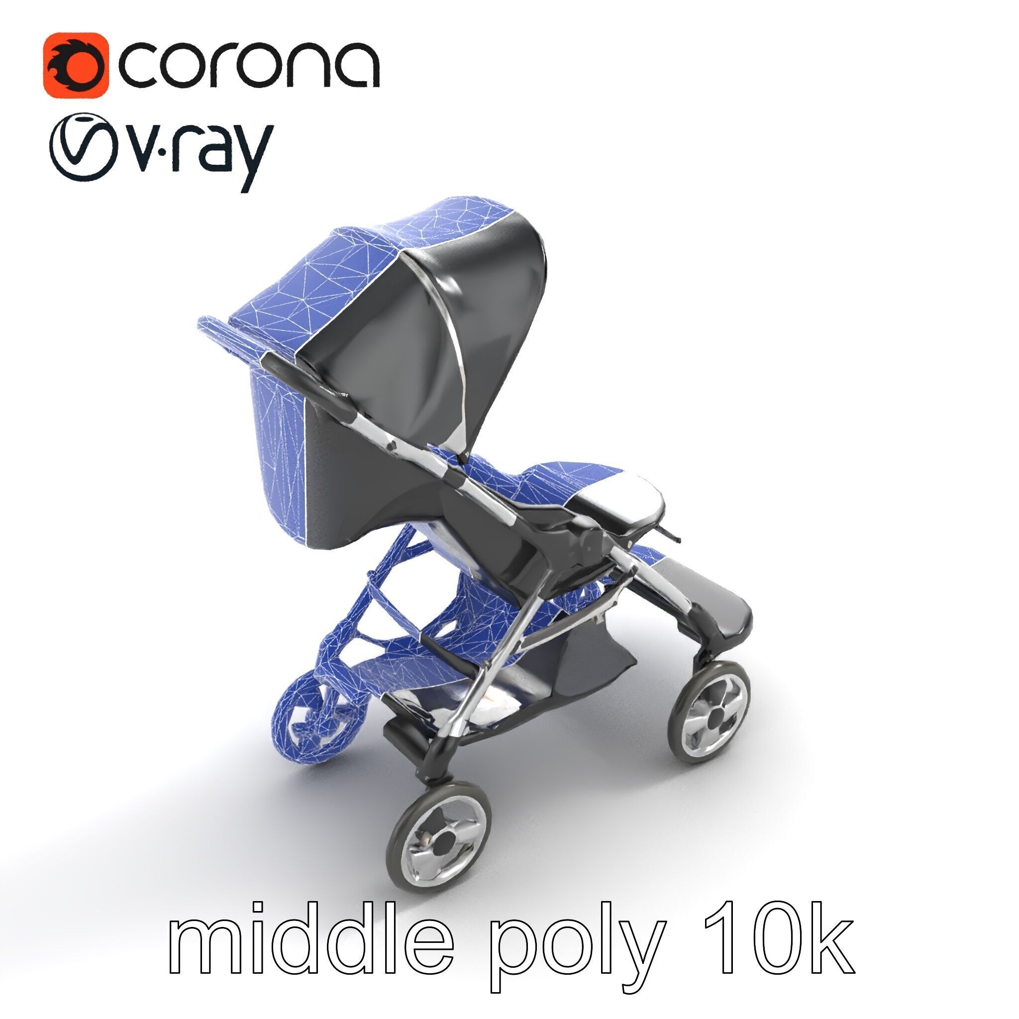 Umbrella Stroller with Ergonomic Footrest model pack Low-poly 3D model_11