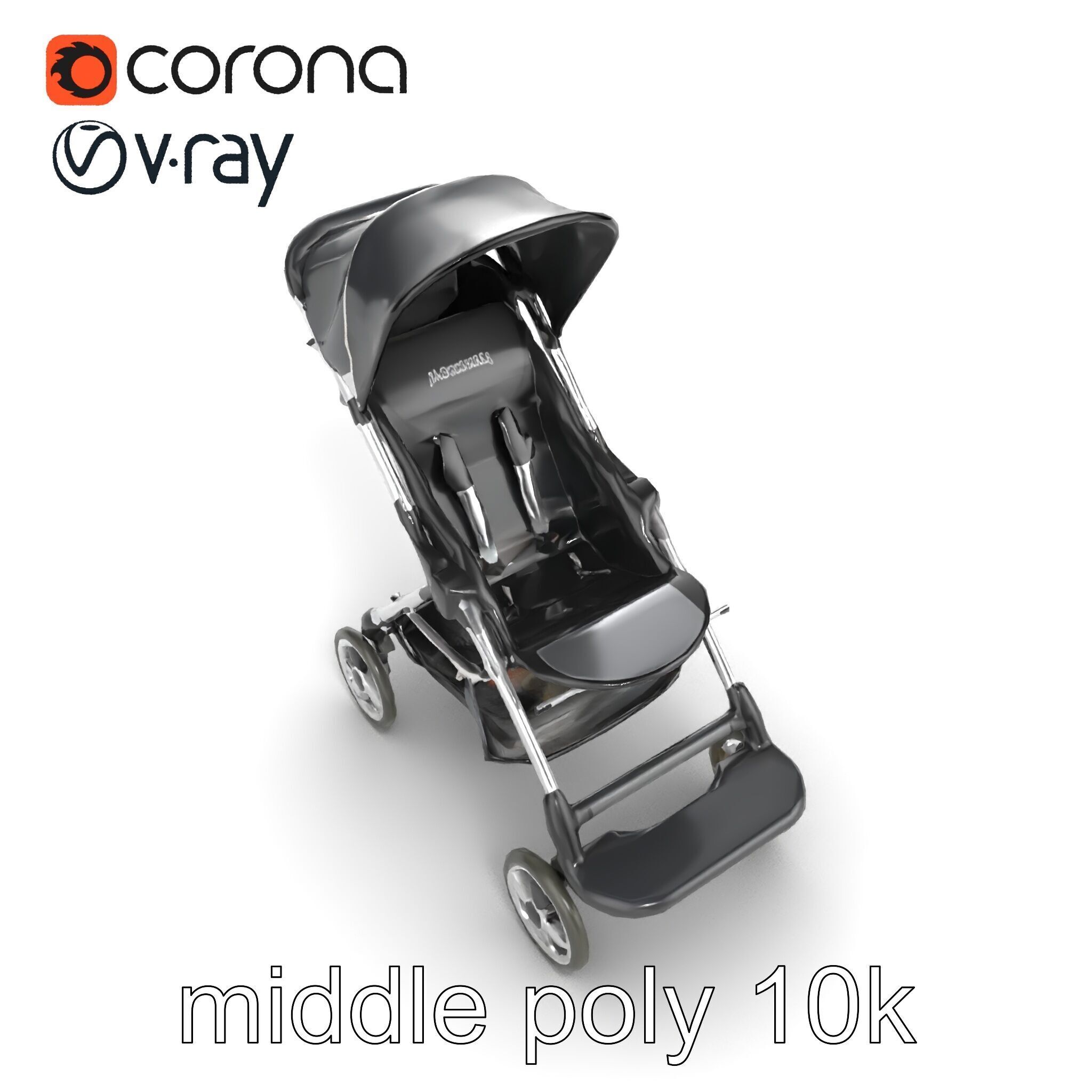 Umbrella Stroller with Ergonomic Footrest model pack Low-poly 3D model_27