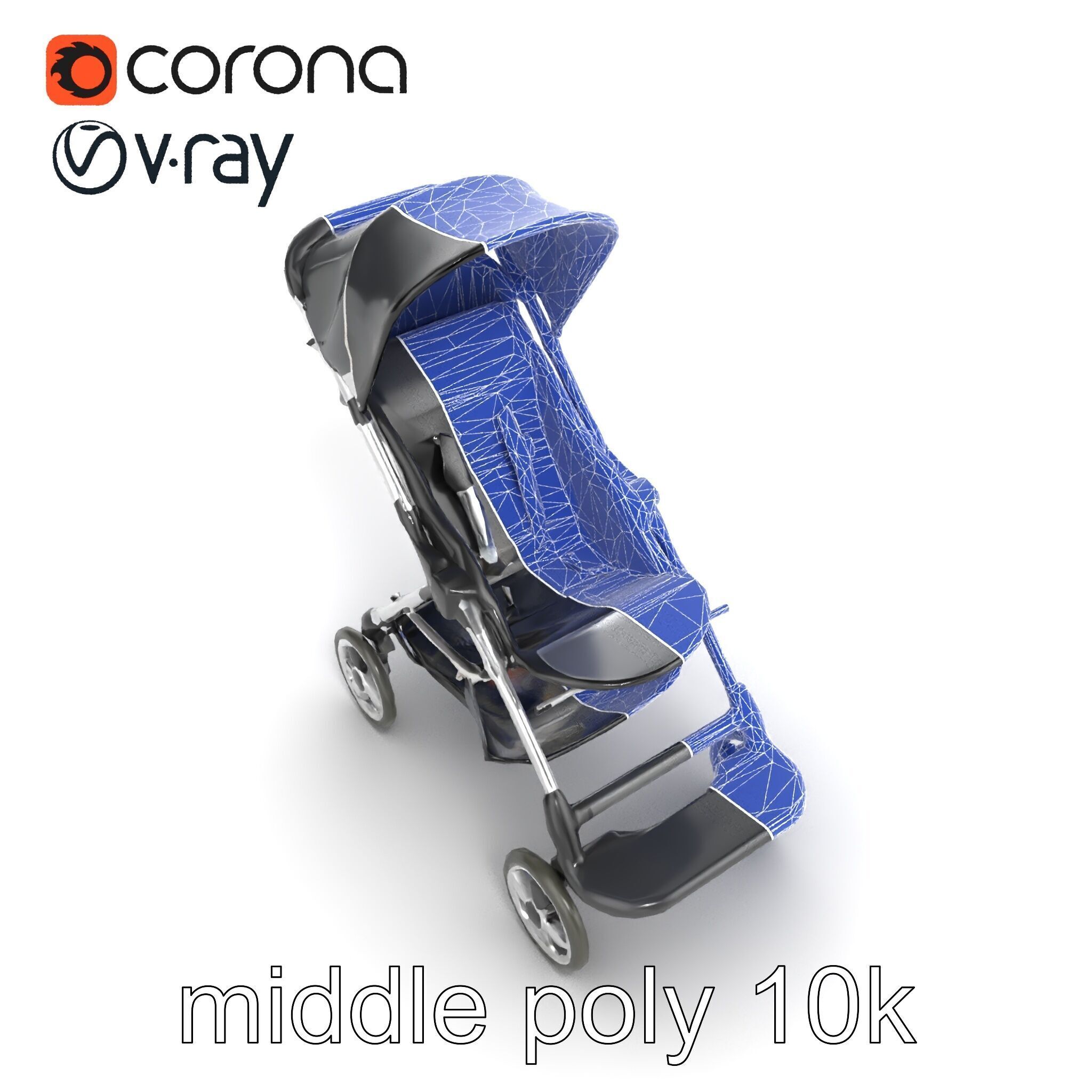Umbrella Stroller with Ergonomic Footrest model pack Low-poly 3D model_17