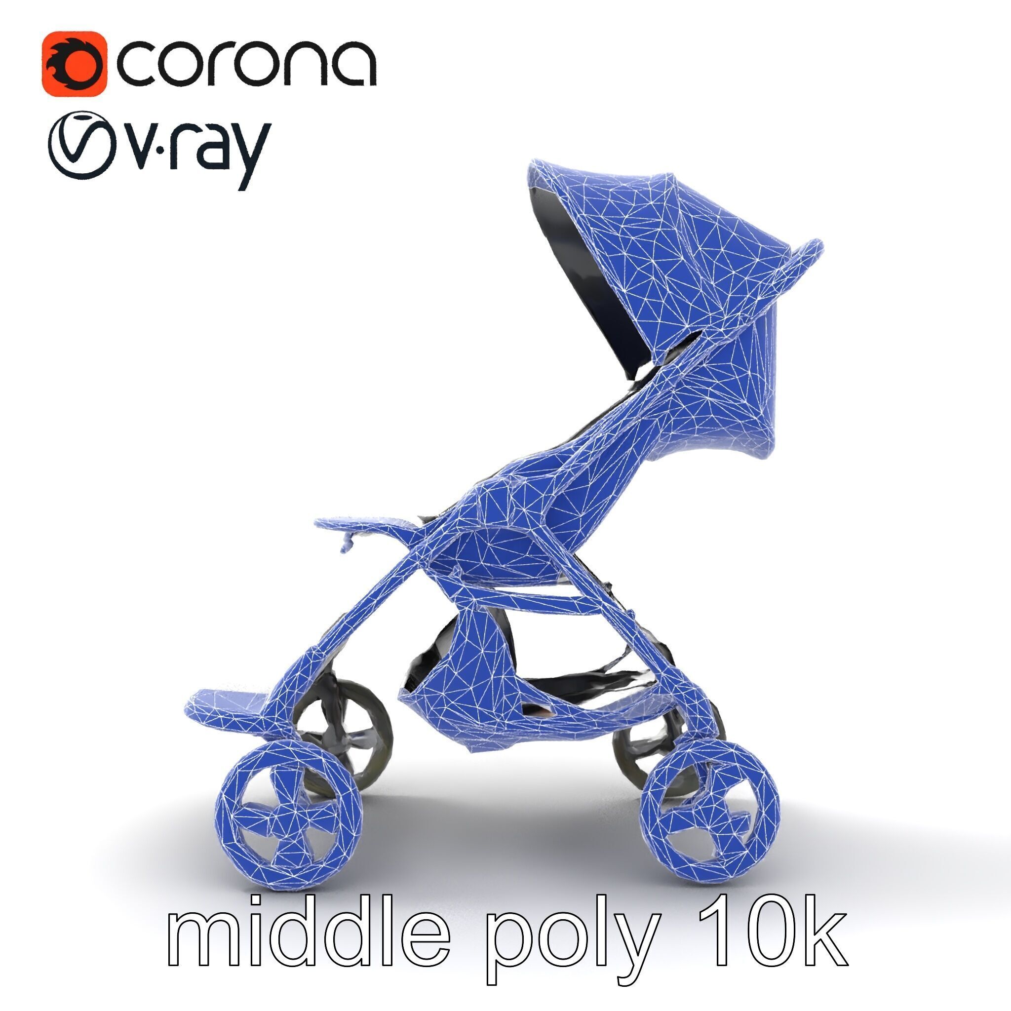 Umbrella Stroller with Ergonomic Footrest model pack Low-poly 3D model_30