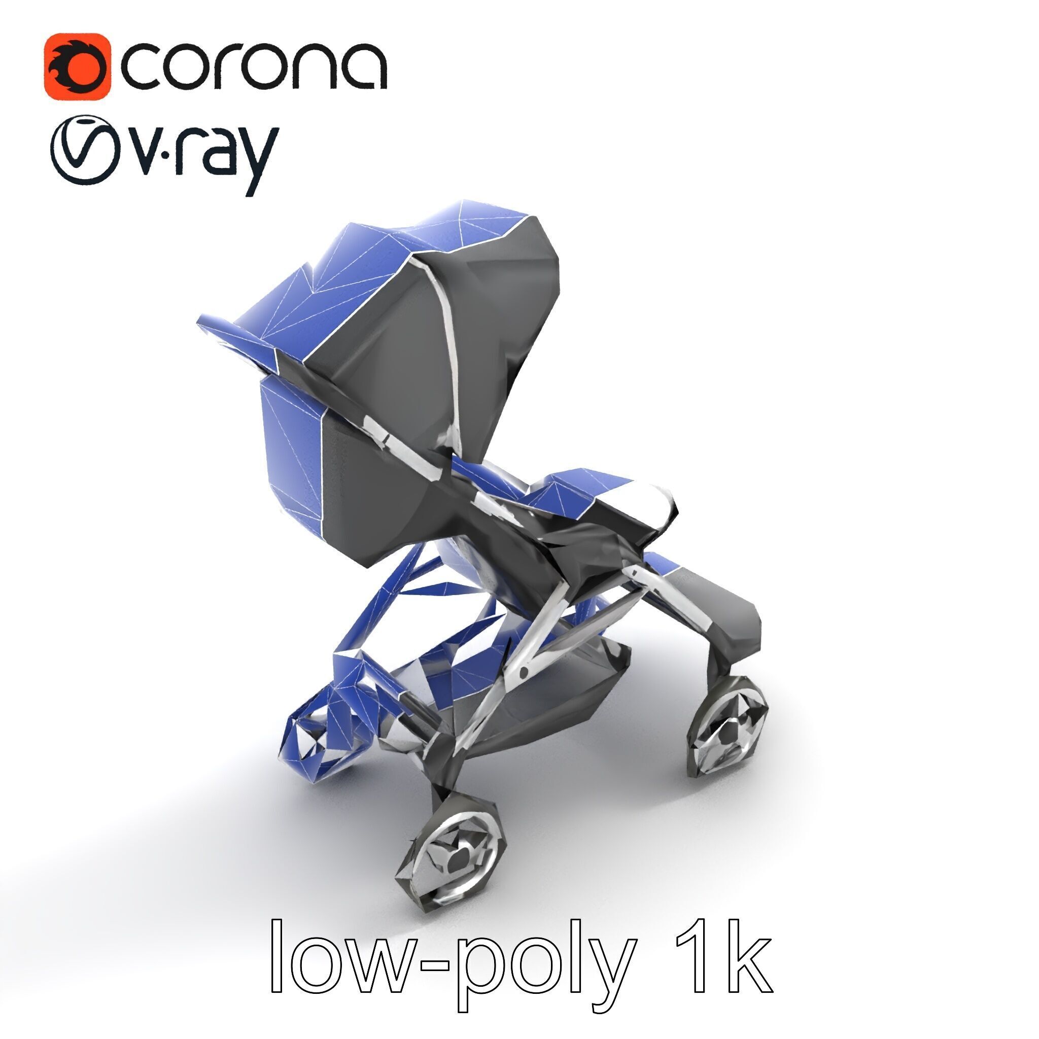 Umbrella Stroller with Ergonomic Footrest model pack Low-poly 3D model_10