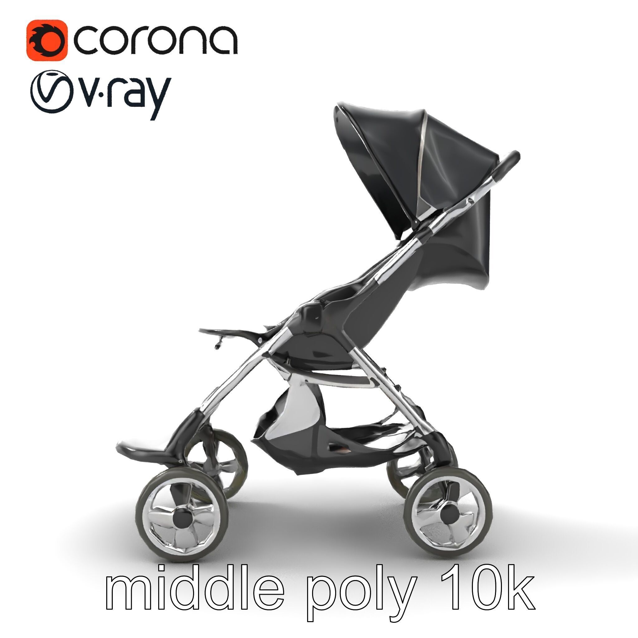 Umbrella Stroller with Ergonomic Footrest model pack Low-poly 3D model_13