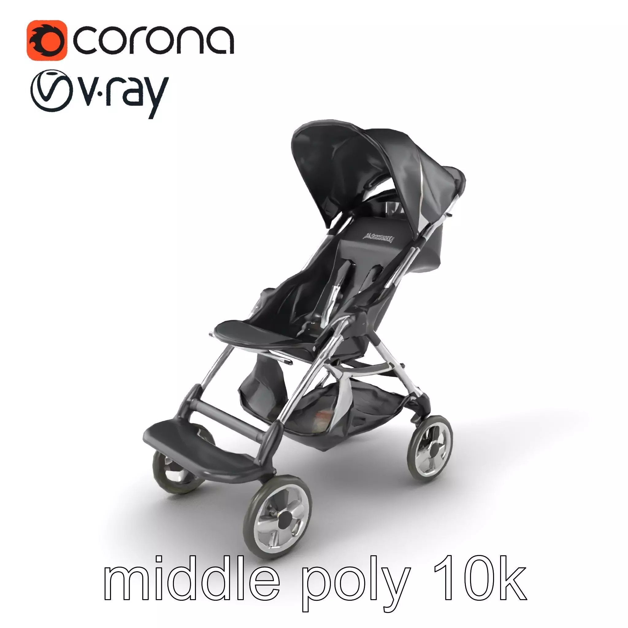 Umbrella Stroller with Ergonomic Footrest model pack Low-poly 3D model_0