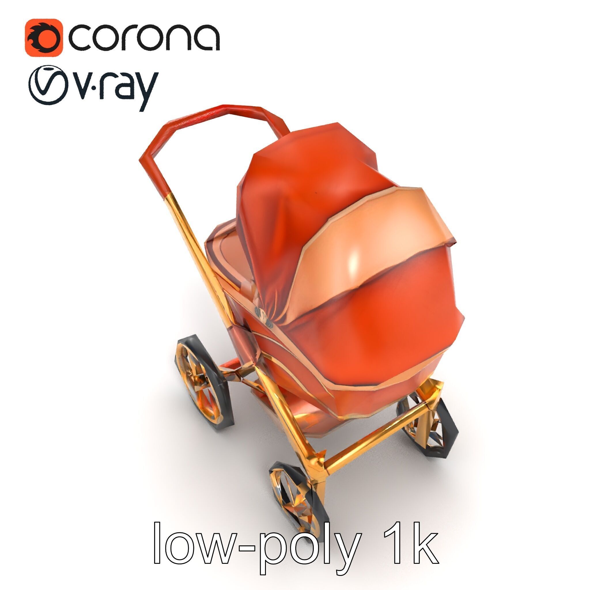 Luxury Stroller Exquisite Detailing Model Pack Low-poly 3D model_19