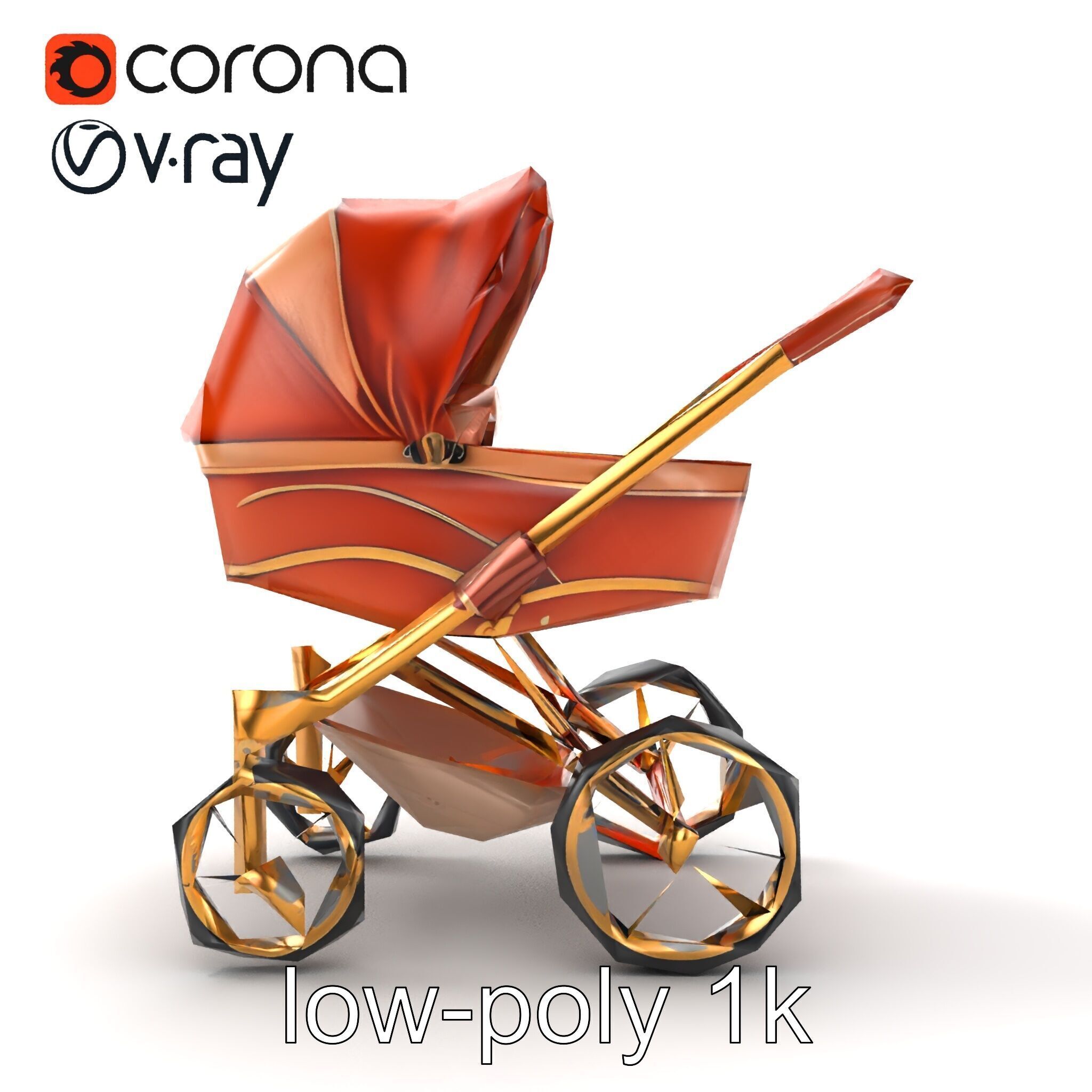 Luxury Stroller Exquisite Detailing Model Pack Low-poly 3D model_21