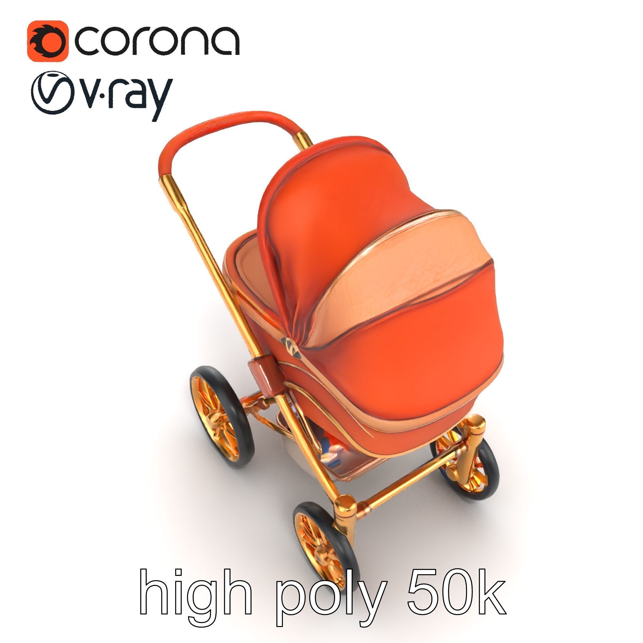 Luxury Stroller Exquisite Detailing Model Pack Low-poly 3D model_18