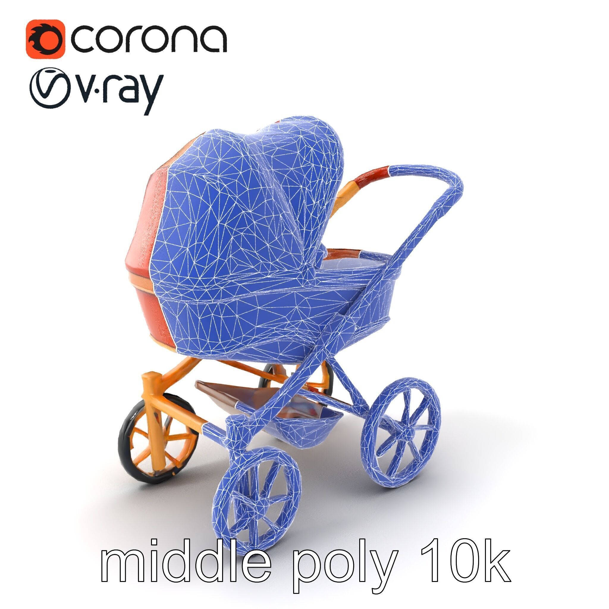 Luxury Stroller Exquisite Detailing Model Pack Low-poly 3D model_5