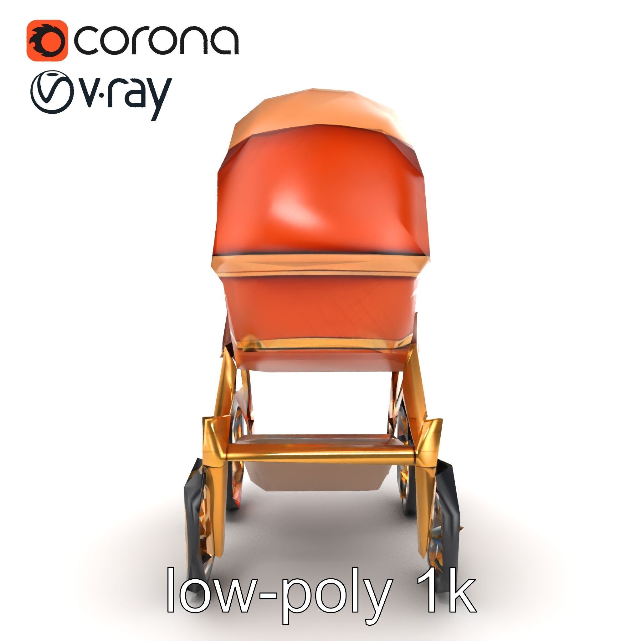 Luxury Stroller Exquisite Detailing Model Pack Low-poly 3D model_14