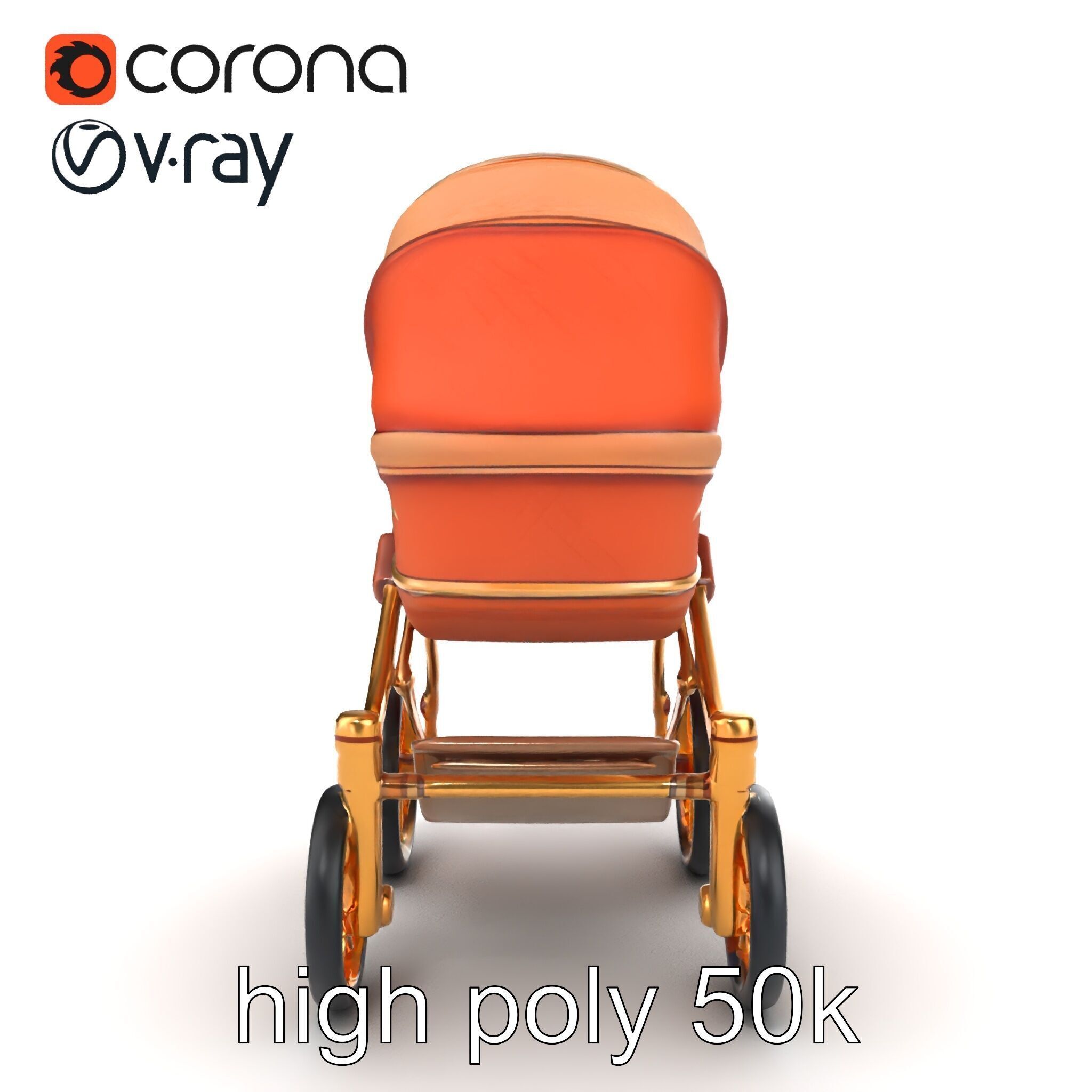 Luxury Stroller Exquisite Detailing Model Pack Low-poly 3D model_16