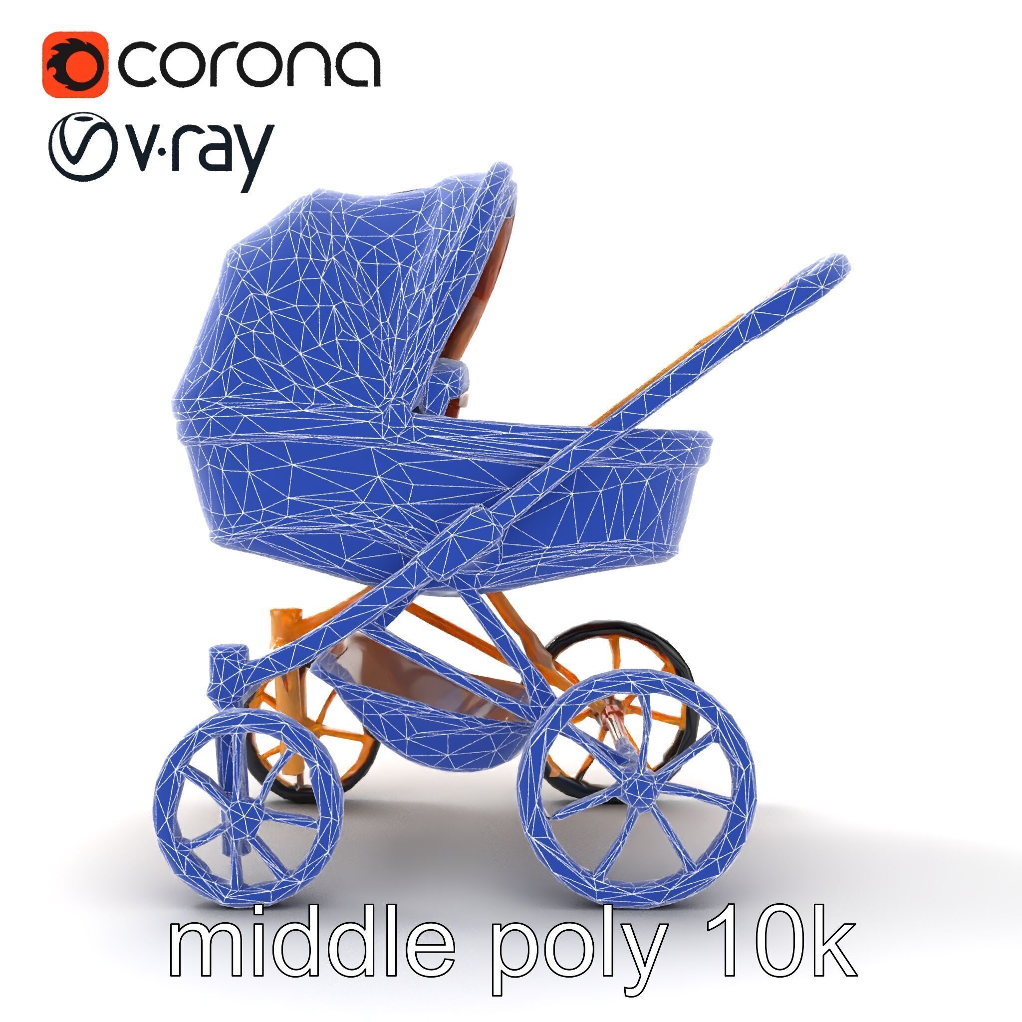Luxury Stroller Exquisite Detailing Model Pack Low-poly 3D model_25