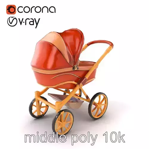 Luxury Stroller Exquisite Detailing Model Pack Low-poly 3D model