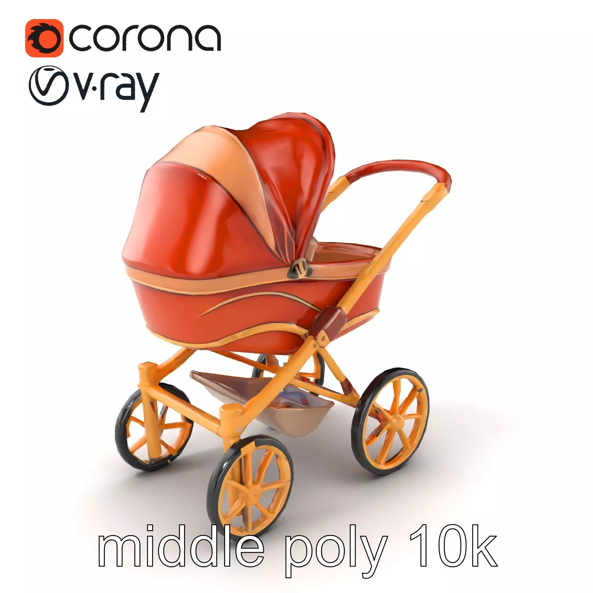 Luxury Stroller Exquisite Detailing Model Pack Low-poly 3D model_0