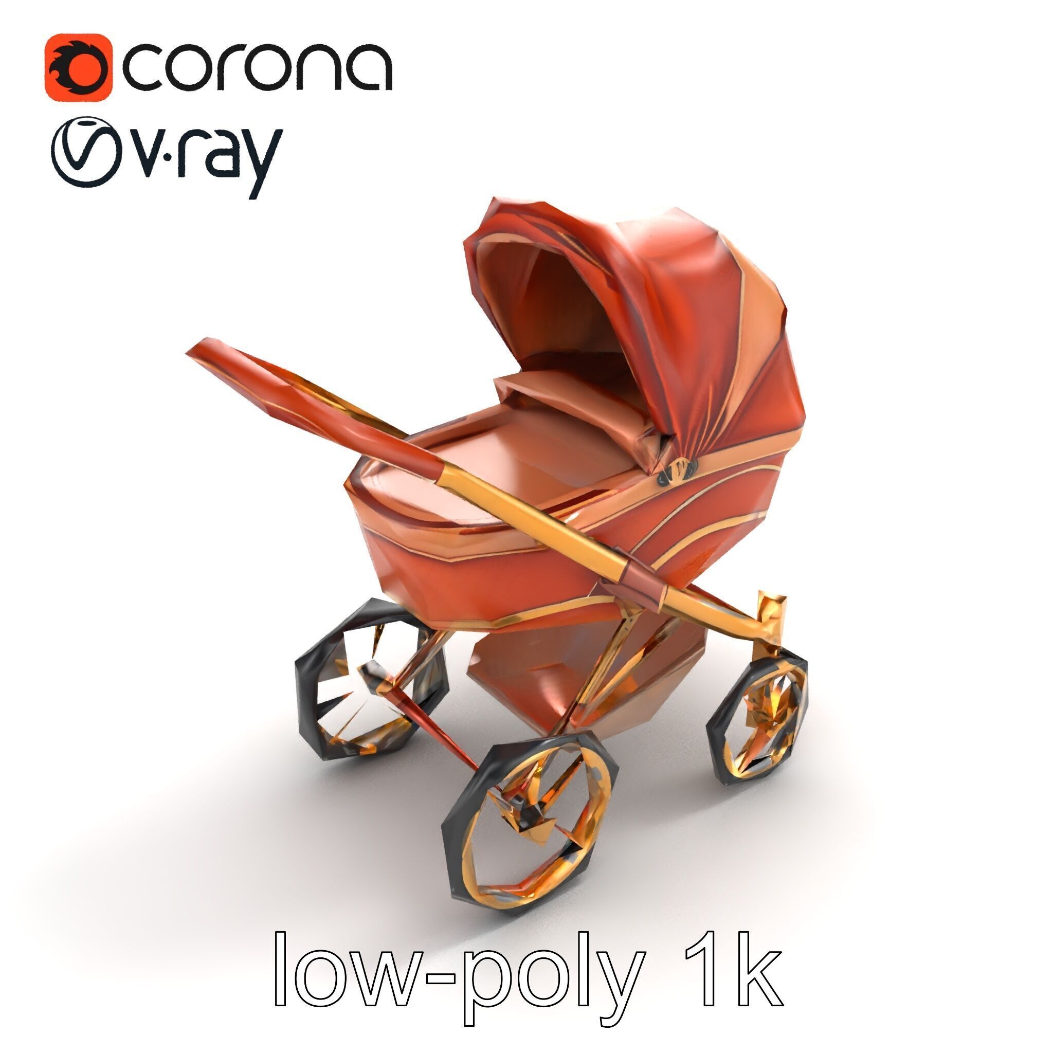 Luxury Stroller Exquisite Detailing Model Pack Low-poly 3D model_8