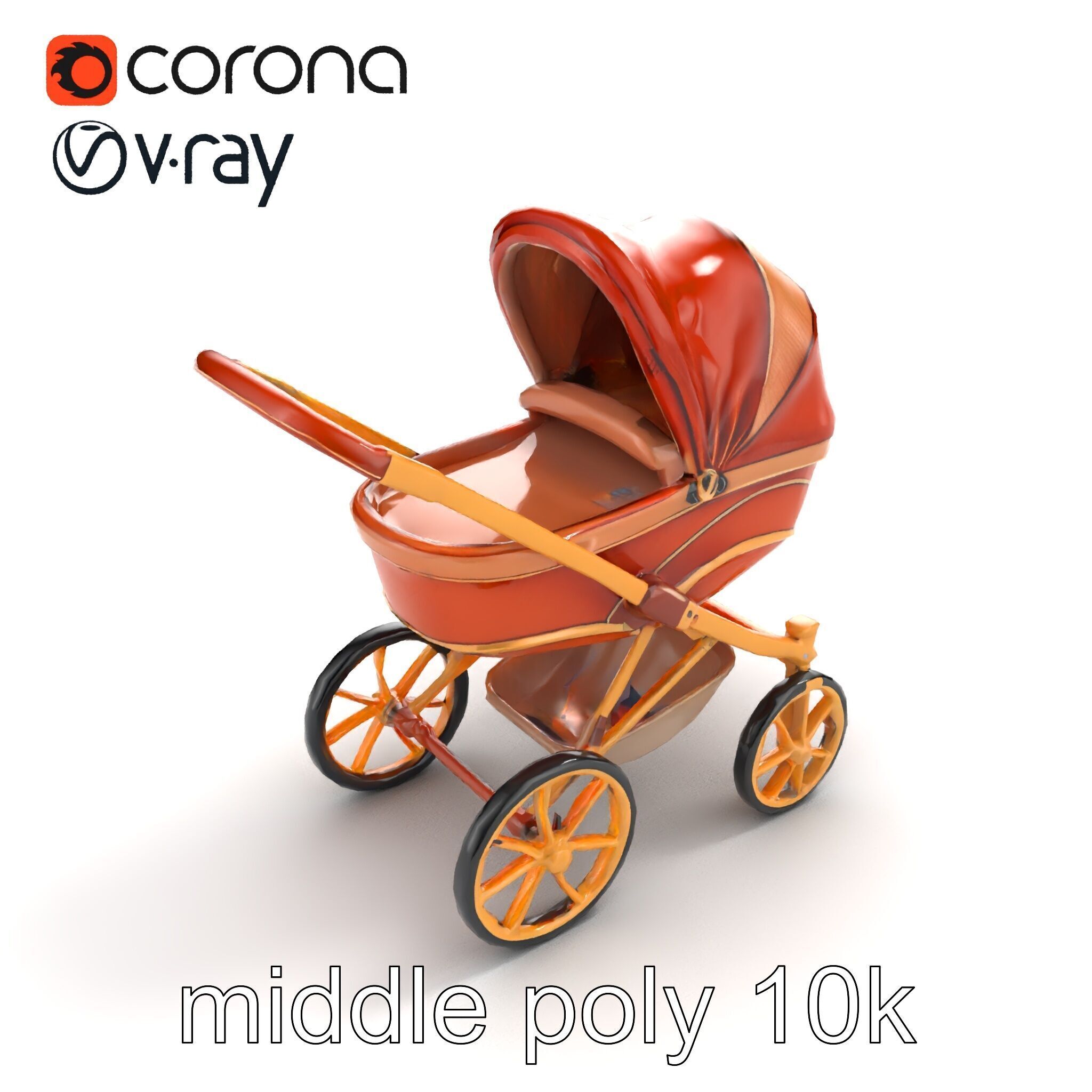Luxury Stroller Exquisite Detailing Model Pack Low-poly 3D model_7
