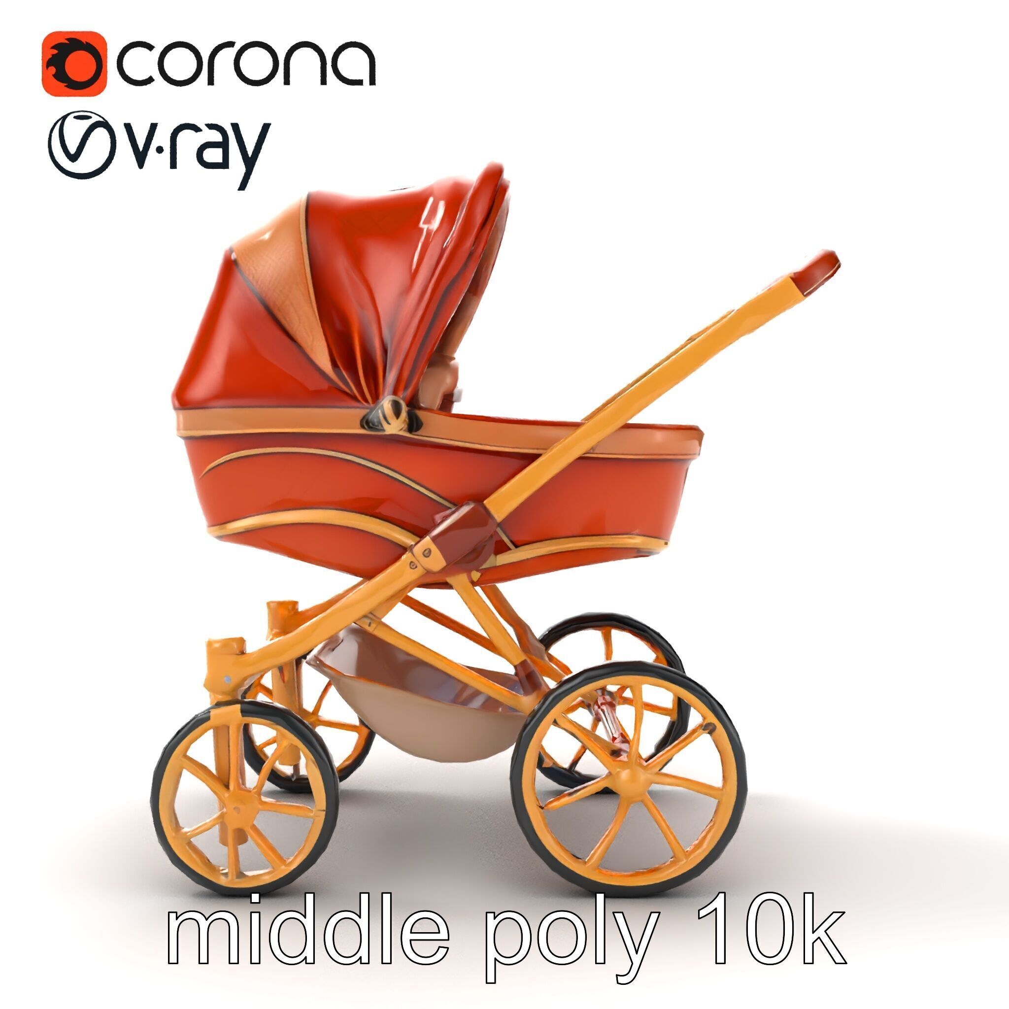 Luxury Stroller Exquisite Detailing Model Pack Low-poly 3D model_13
