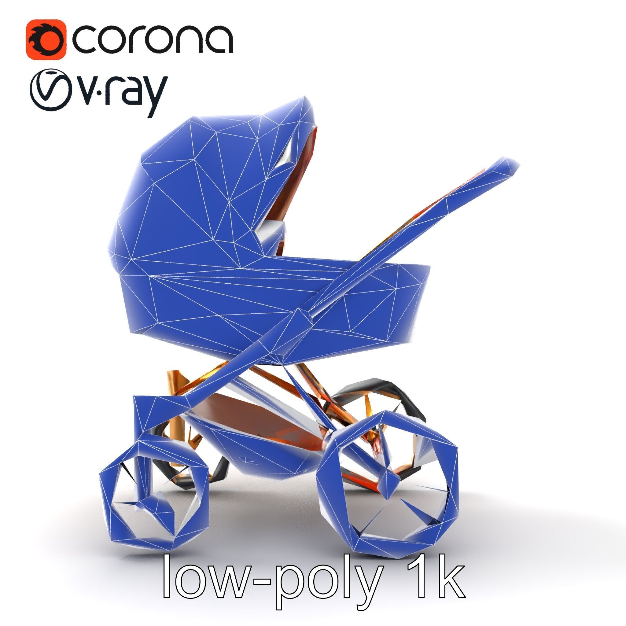 Luxury Stroller Exquisite Detailing Model Pack Low-poly 3D model_11