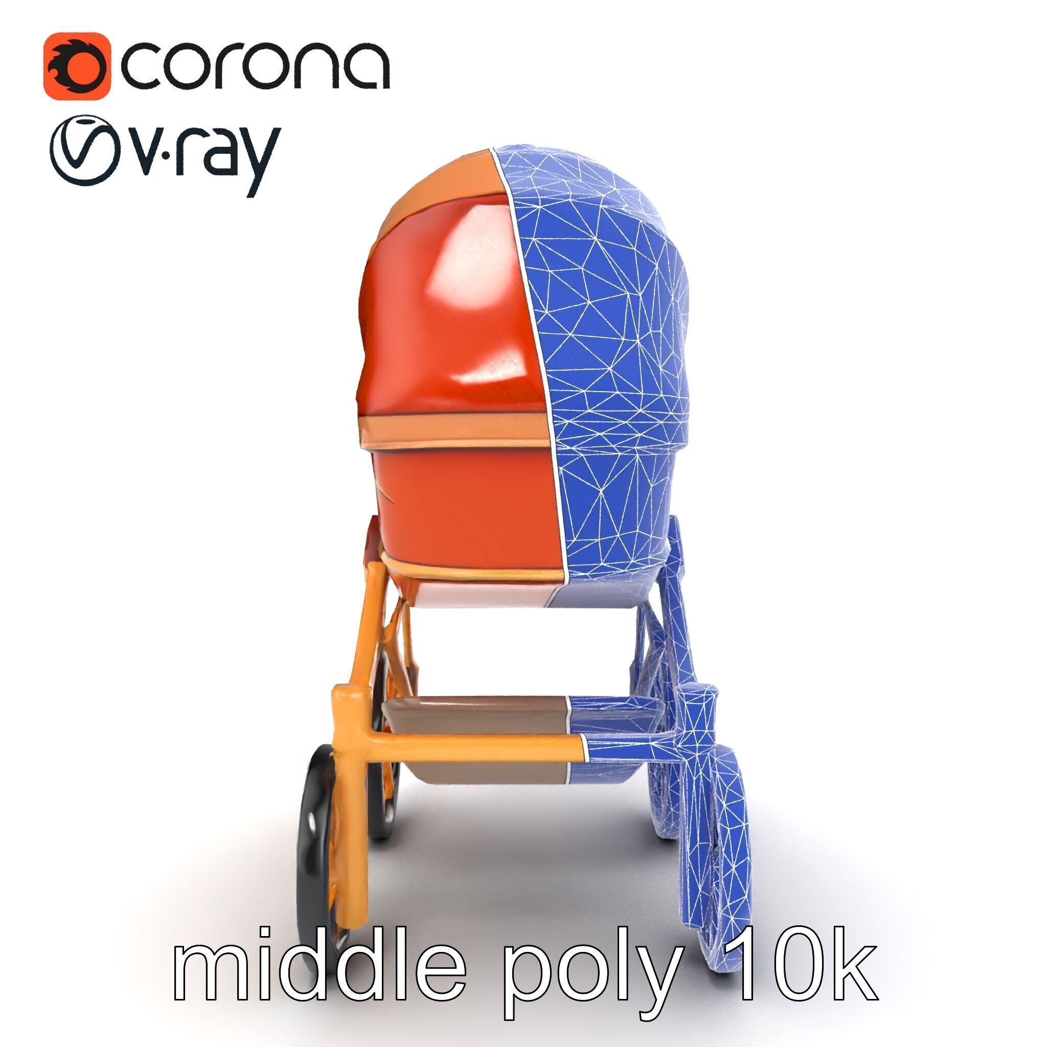 Luxury Stroller Exquisite Detailing Model Pack Low-poly 3D model_24