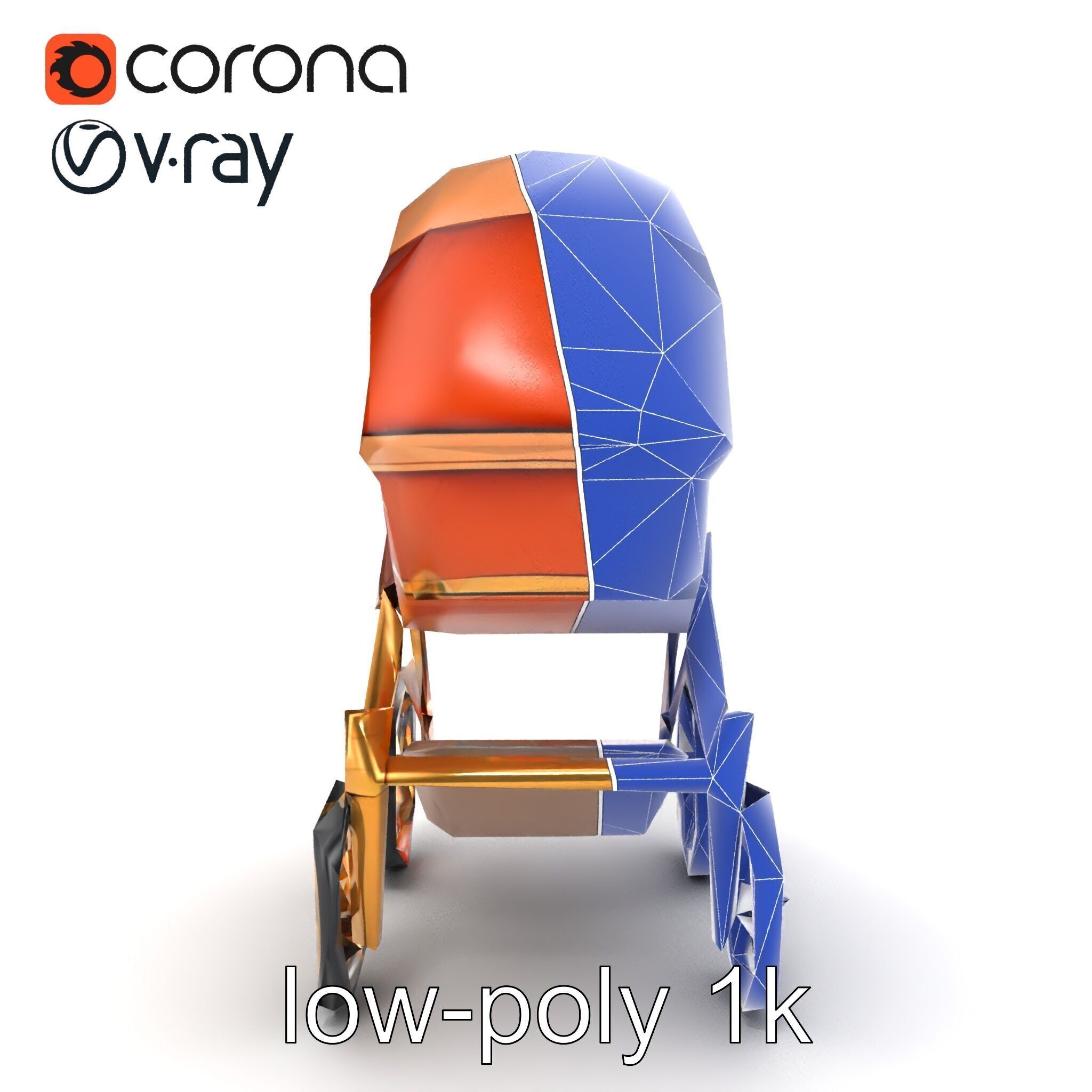 Luxury Stroller Exquisite Detailing Model Pack Low-poly 3D model_22