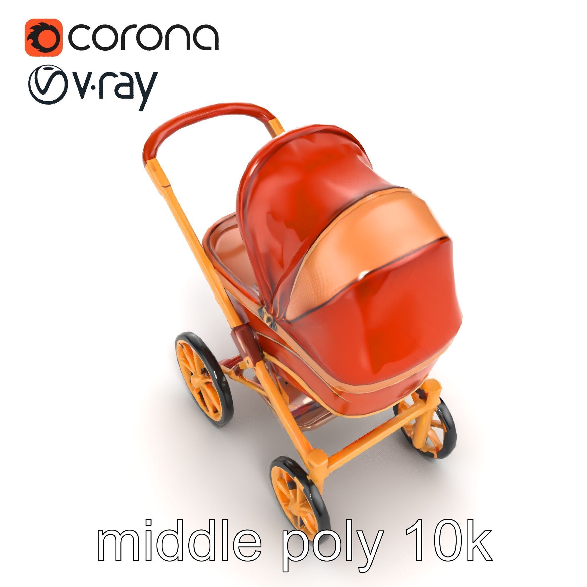 Luxury Stroller Exquisite Detailing Model Pack Low-poly 3D model_12
