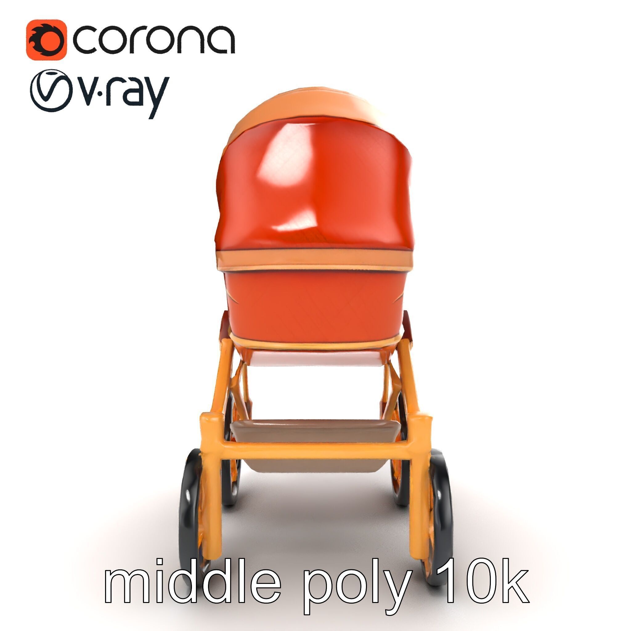 Luxury Stroller Exquisite Detailing Model Pack Low-poly 3D model_17