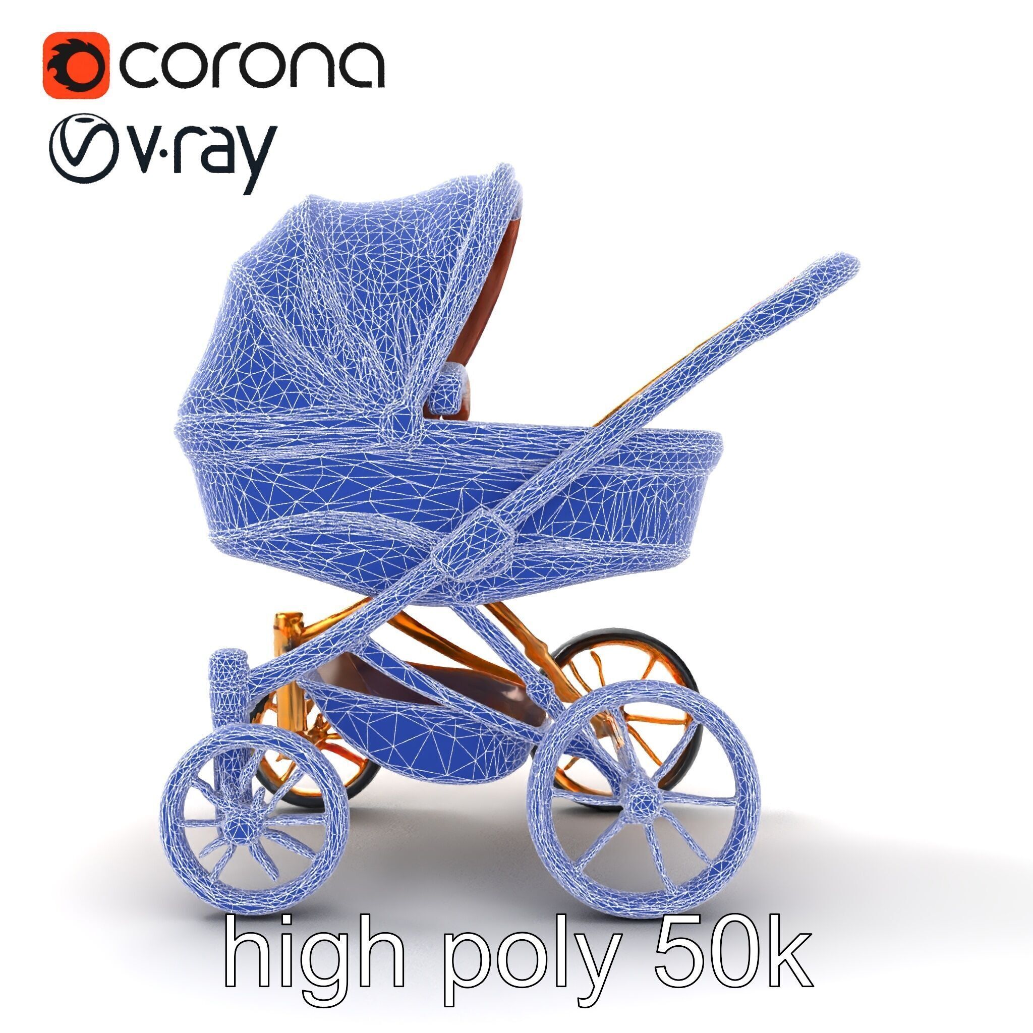 Luxury Stroller Exquisite Detailing Model Pack Low-poly 3D model_28