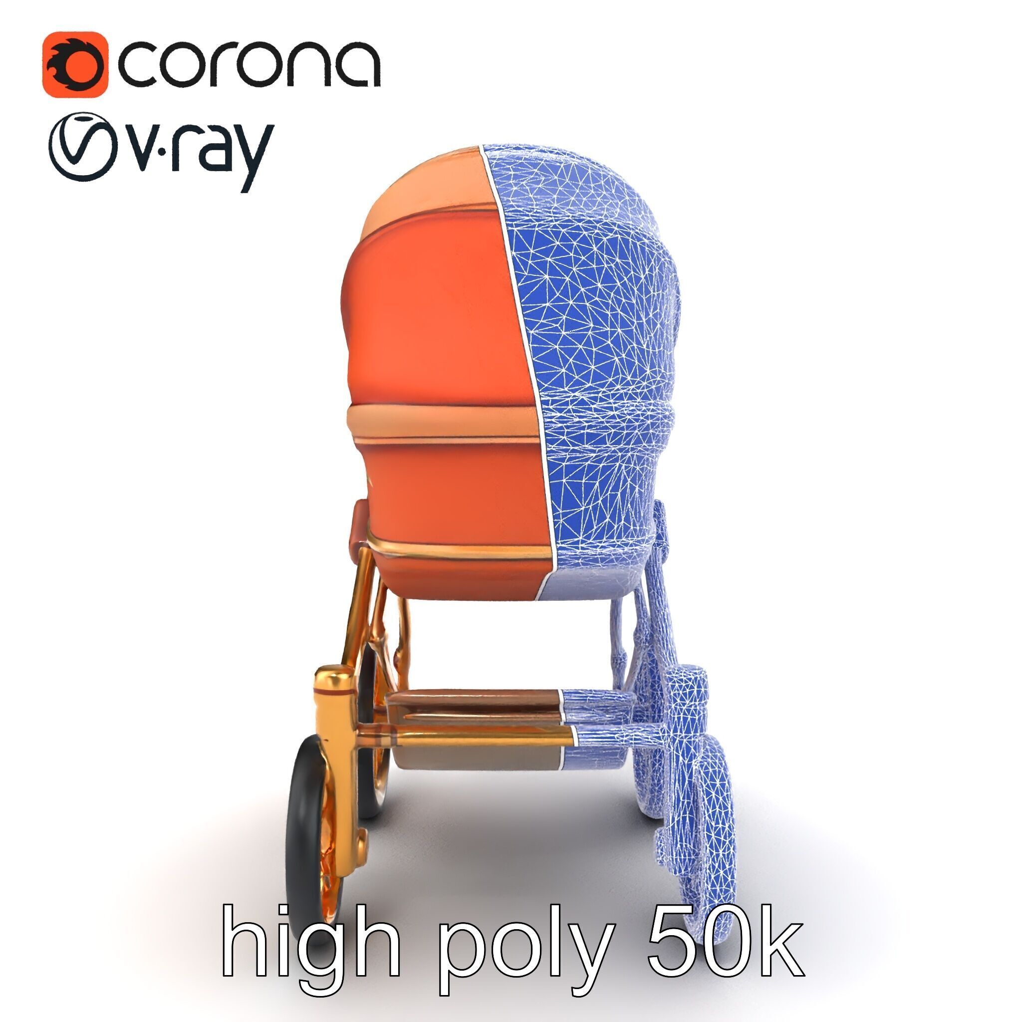 Luxury Stroller Exquisite Detailing Model Pack Low-poly 3D model_20
