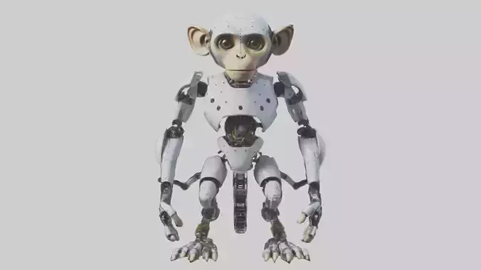 Robot version of a robot monkey model Low-poly 3D model