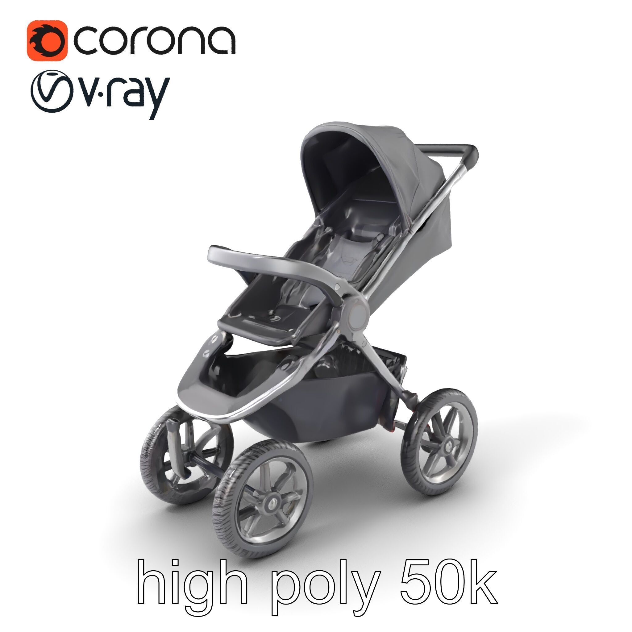All-terrain Stroller Rugged Design model pack Low-poly 3D model_2