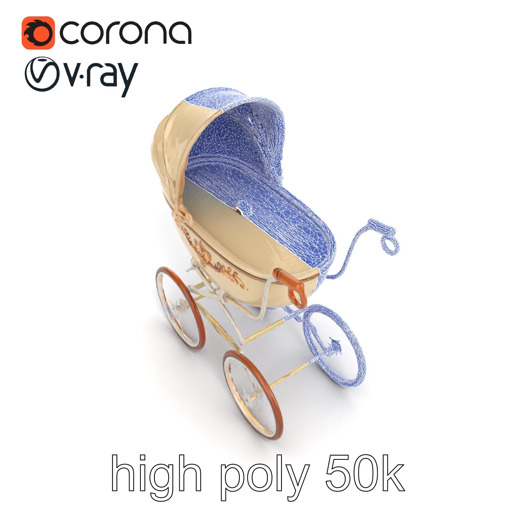 Vintage Pram Elegance Model Pack Low-poly 3D model_17