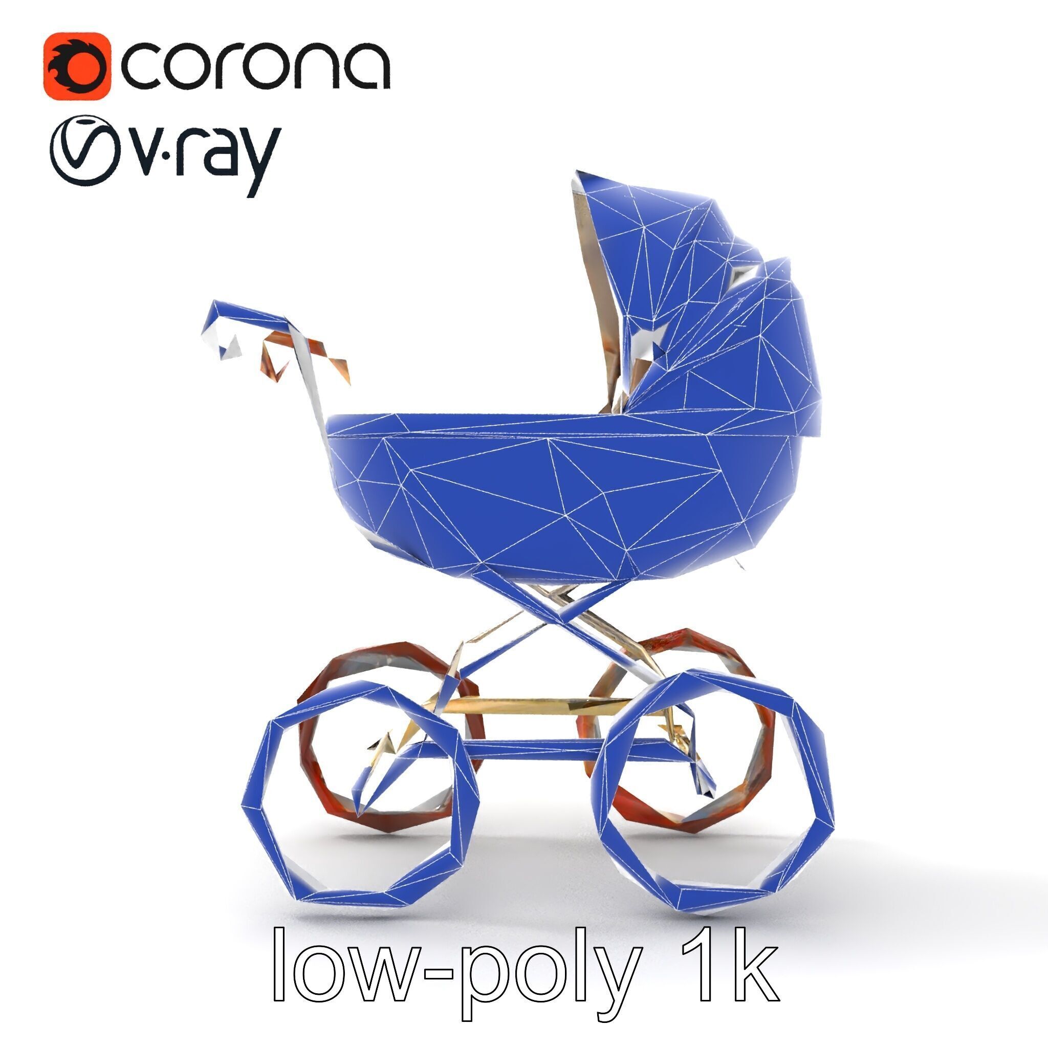 Vintage Pram Elegance Model Pack Low-poly 3D model_19