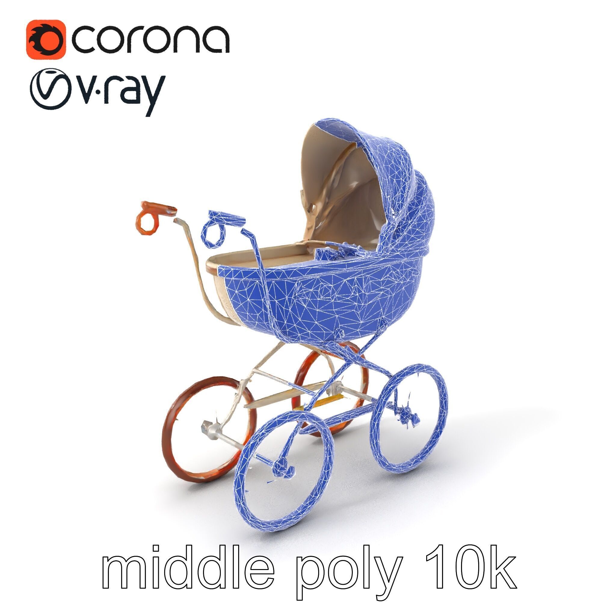 Vintage Pram Elegance Model Pack Low-poly 3D model_5