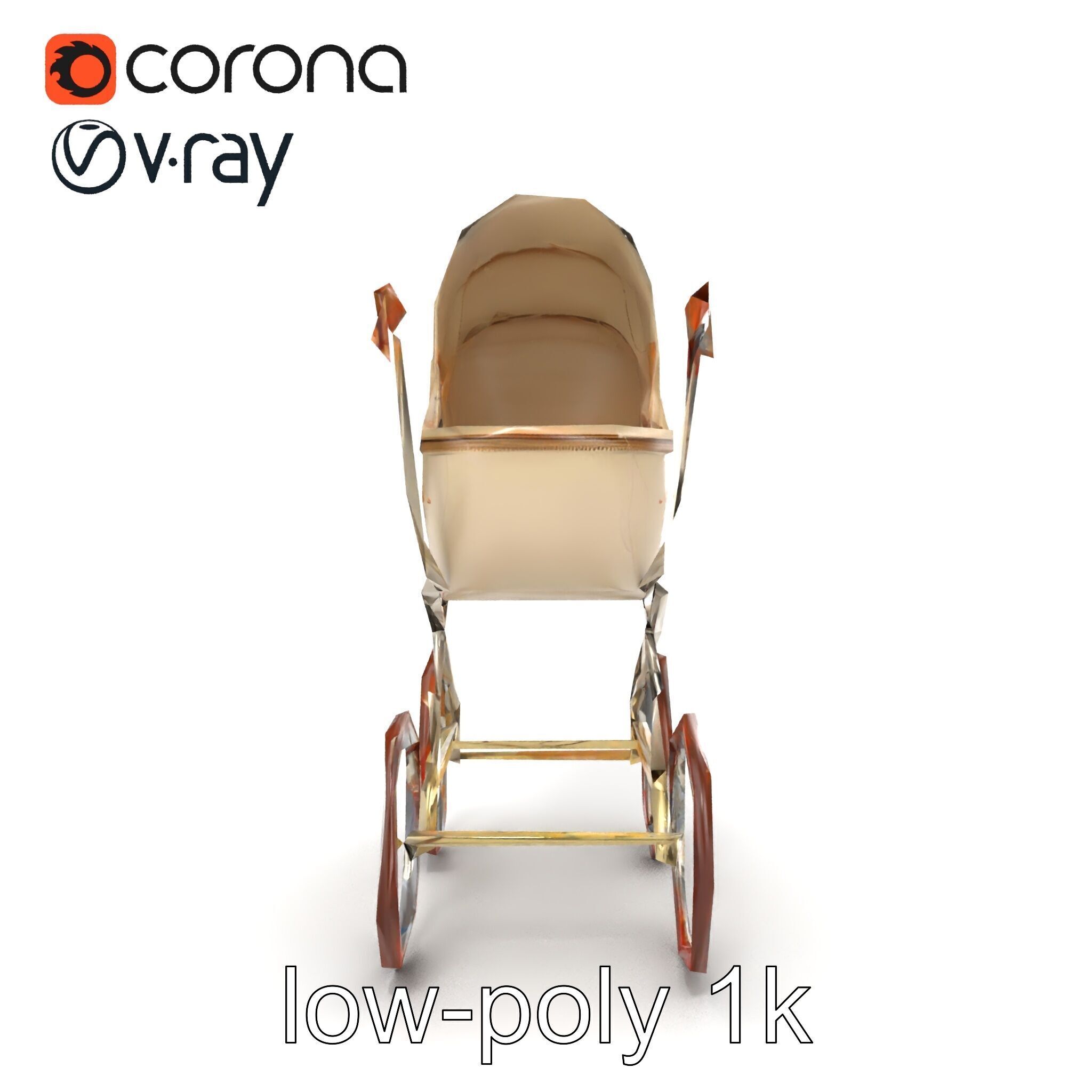 Vintage Pram Elegance Model Pack Low-poly 3D model_15