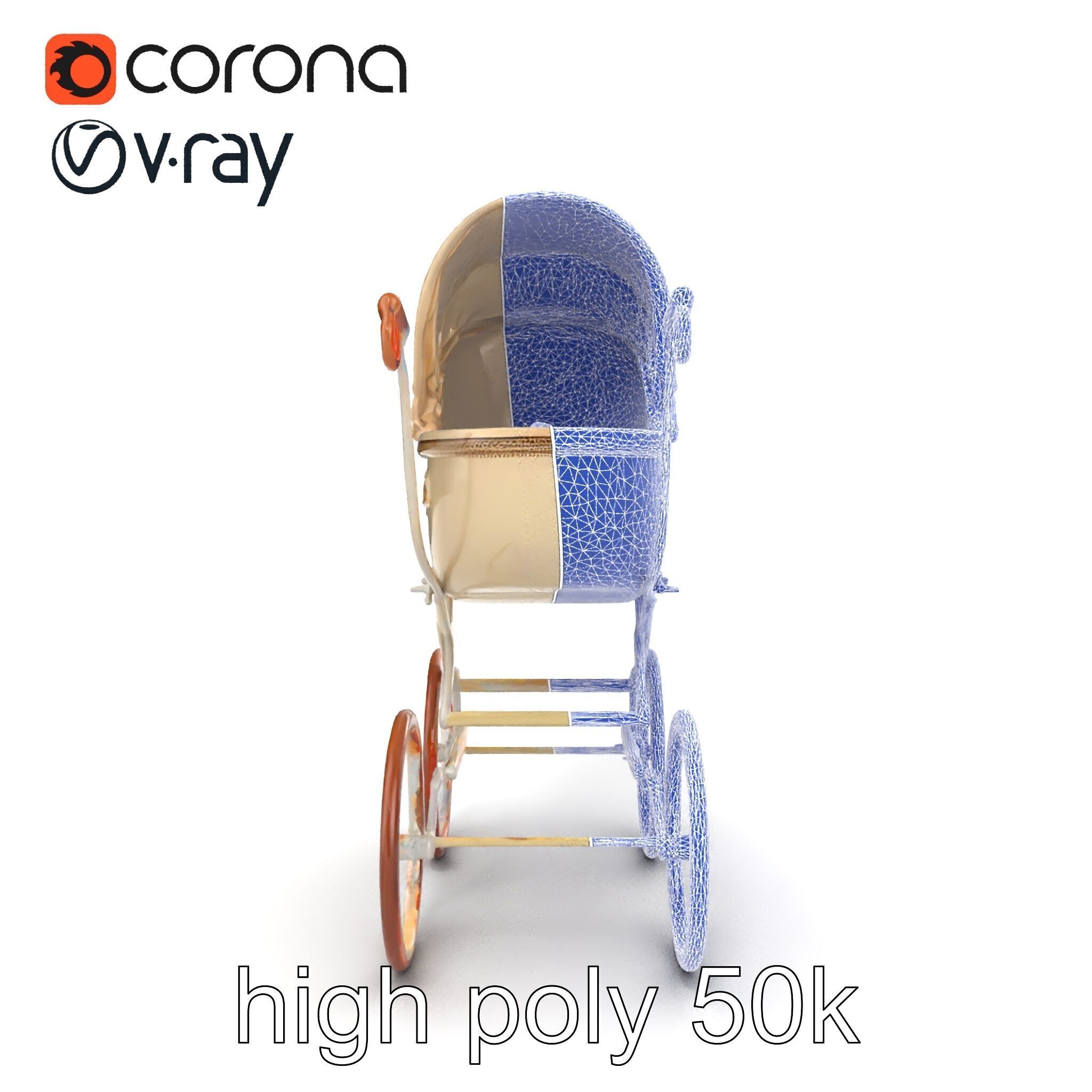 Vintage Pram Elegance Model Pack Low-poly 3D model_21