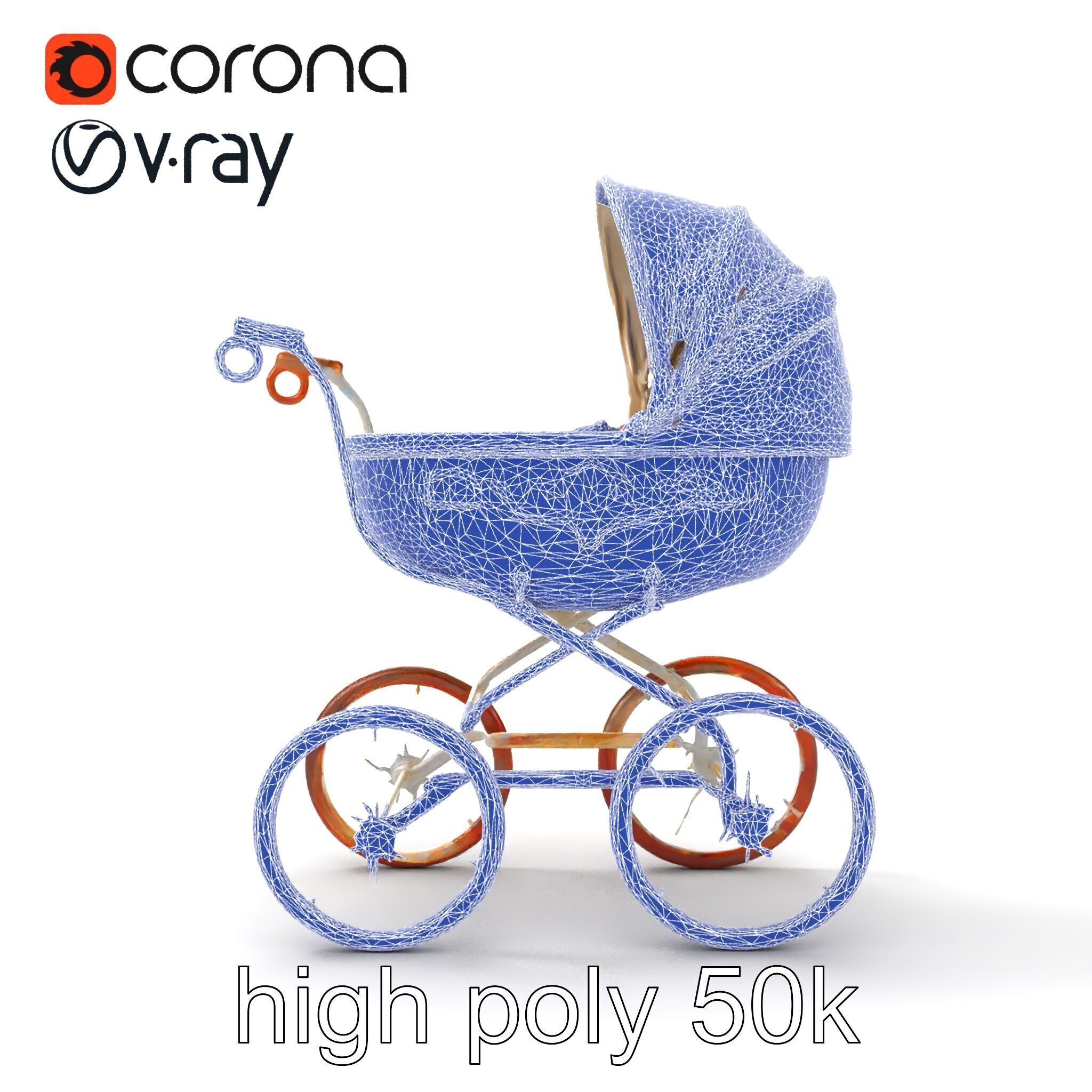 Vintage Pram Elegance Model Pack Low-poly 3D model_27