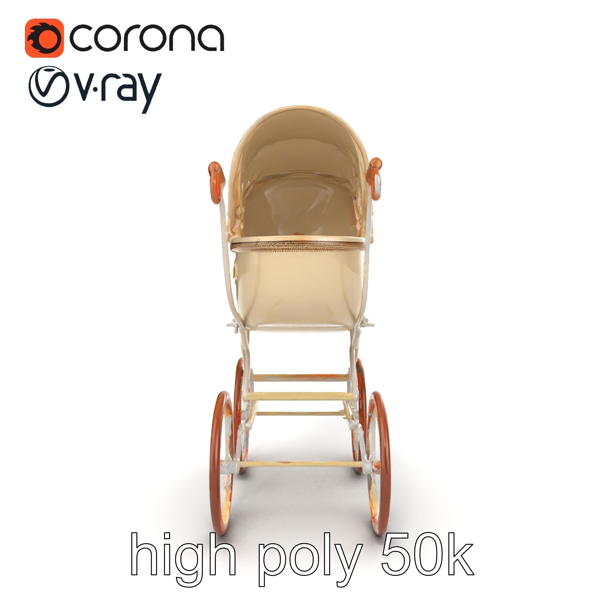 Vintage Pram Elegance Model Pack Low-poly 3D model_26