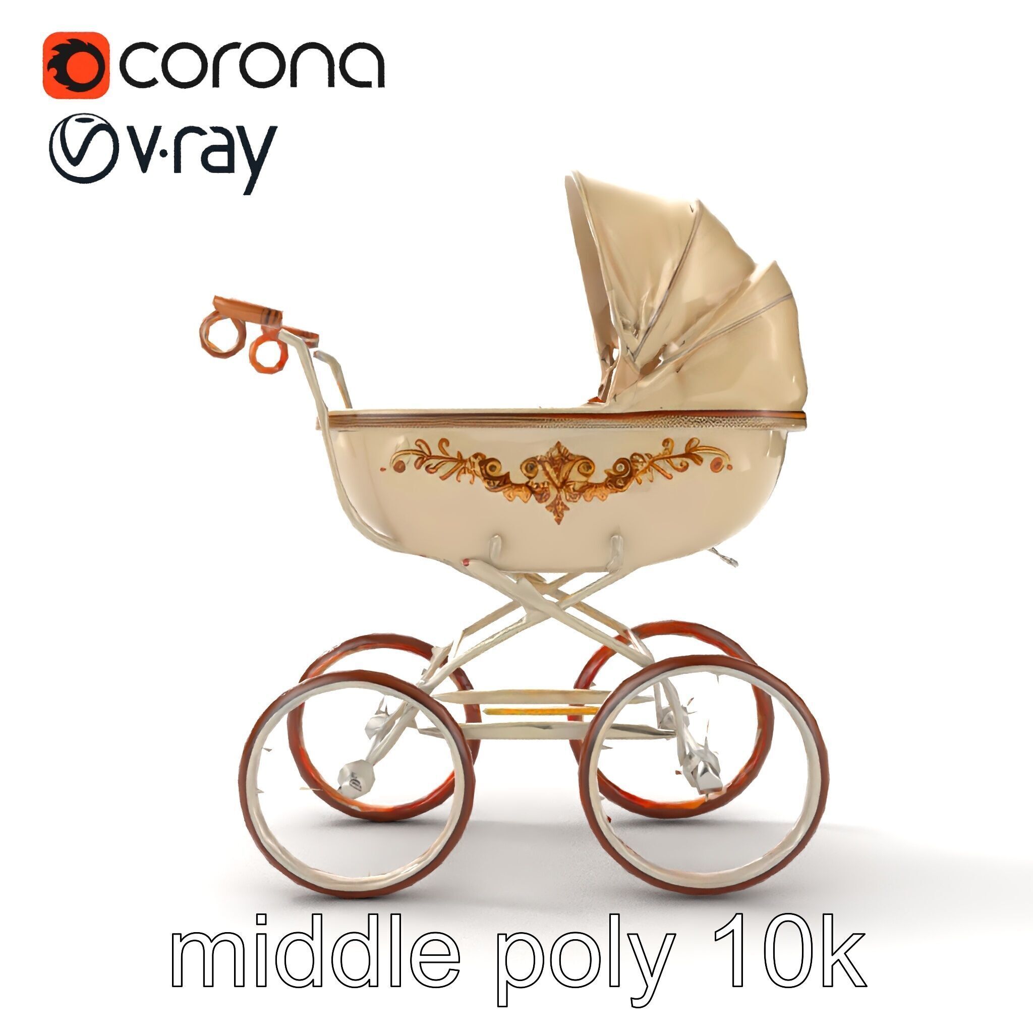 Vintage Pram Elegance Model Pack Low-poly 3D model_28