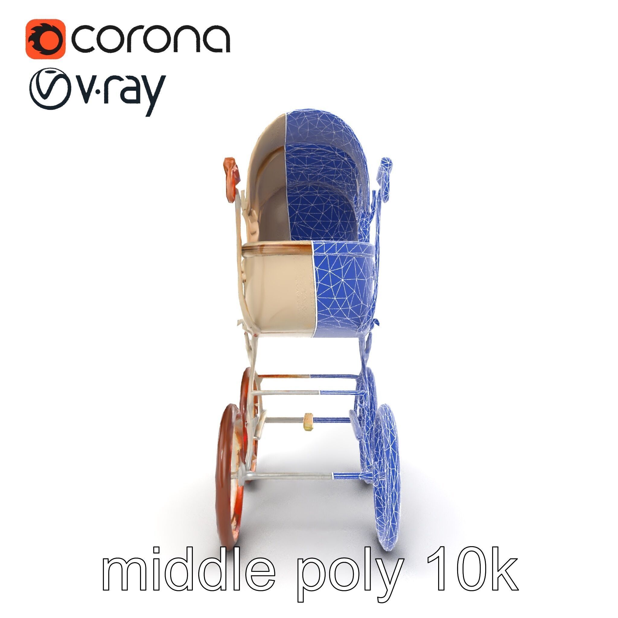 Vintage Pram Elegance Model Pack Low-poly 3D model_22