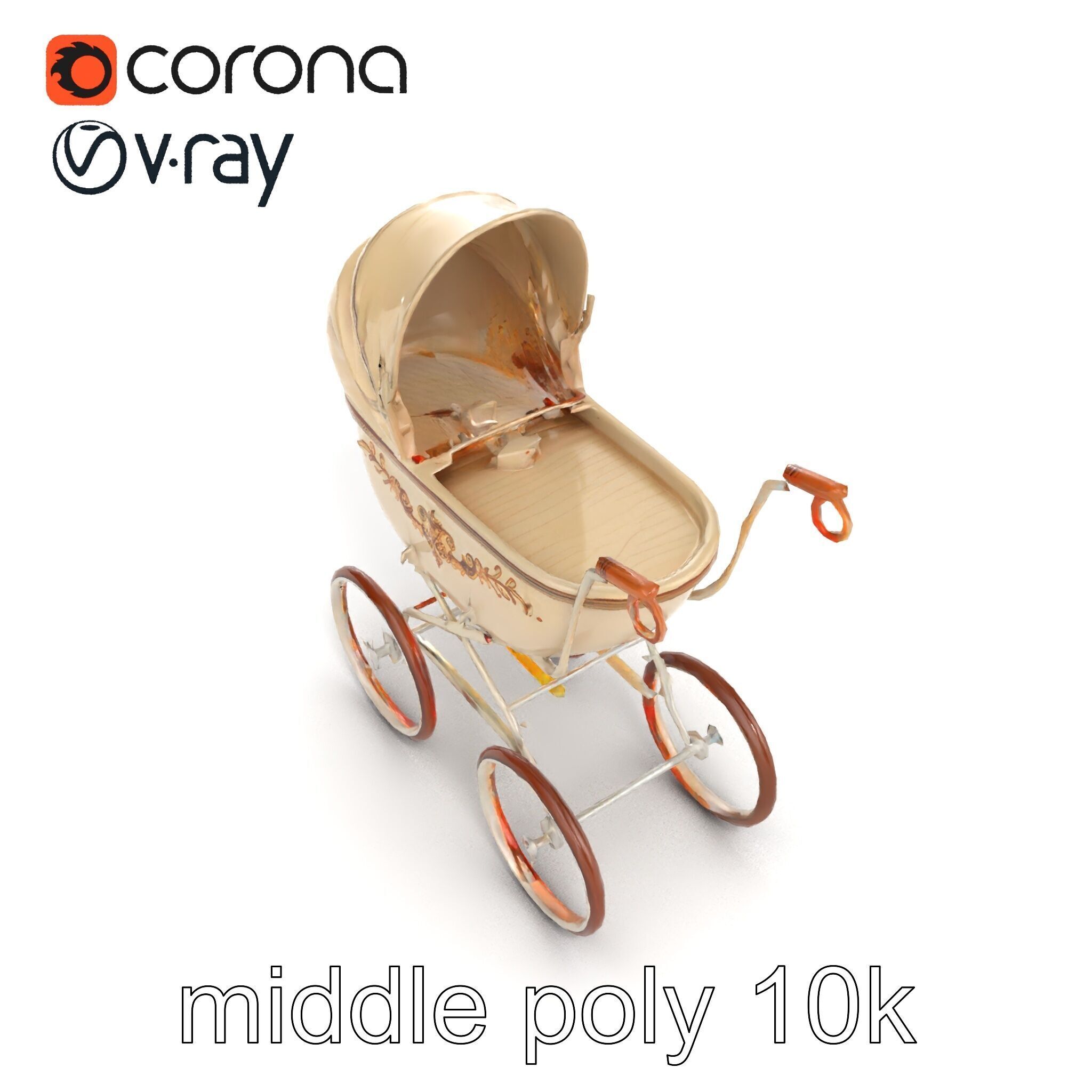 Vintage Pram Elegance Model Pack Low-poly 3D model_11