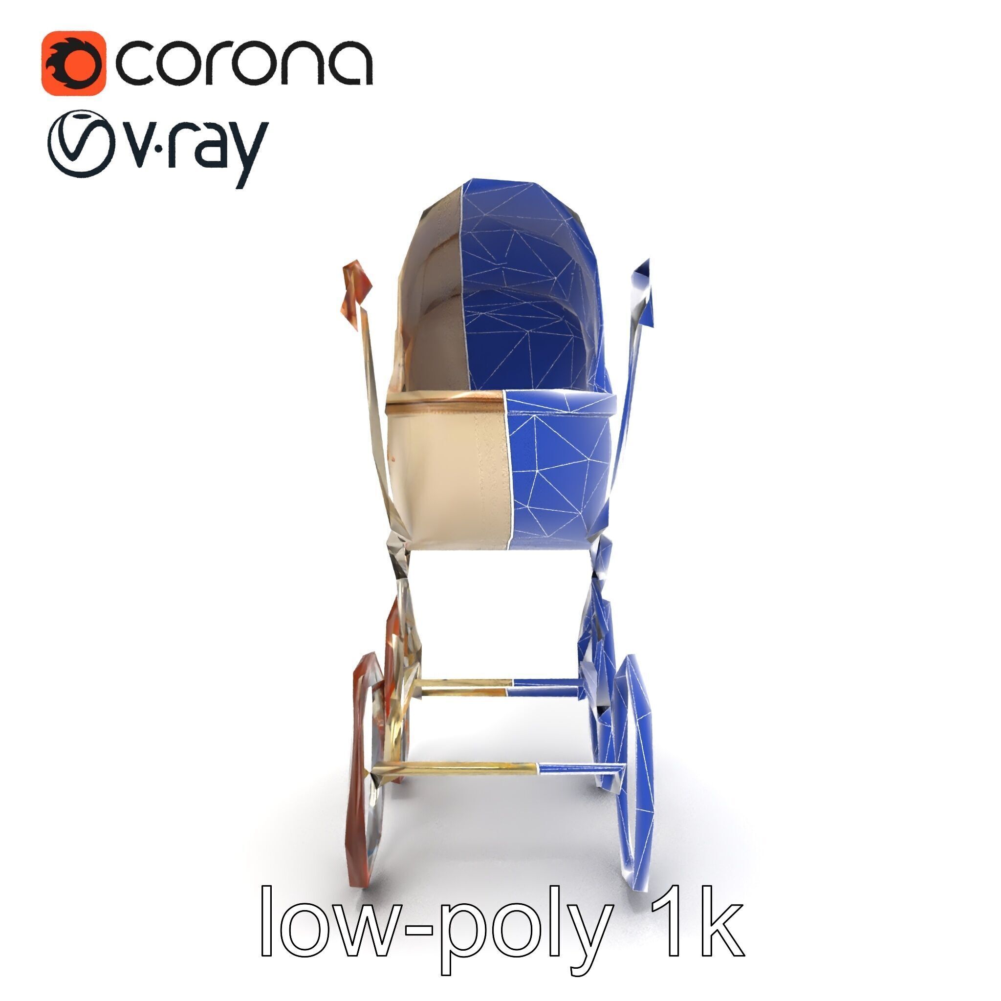 Vintage Pram Elegance Model Pack Low-poly 3D model_18