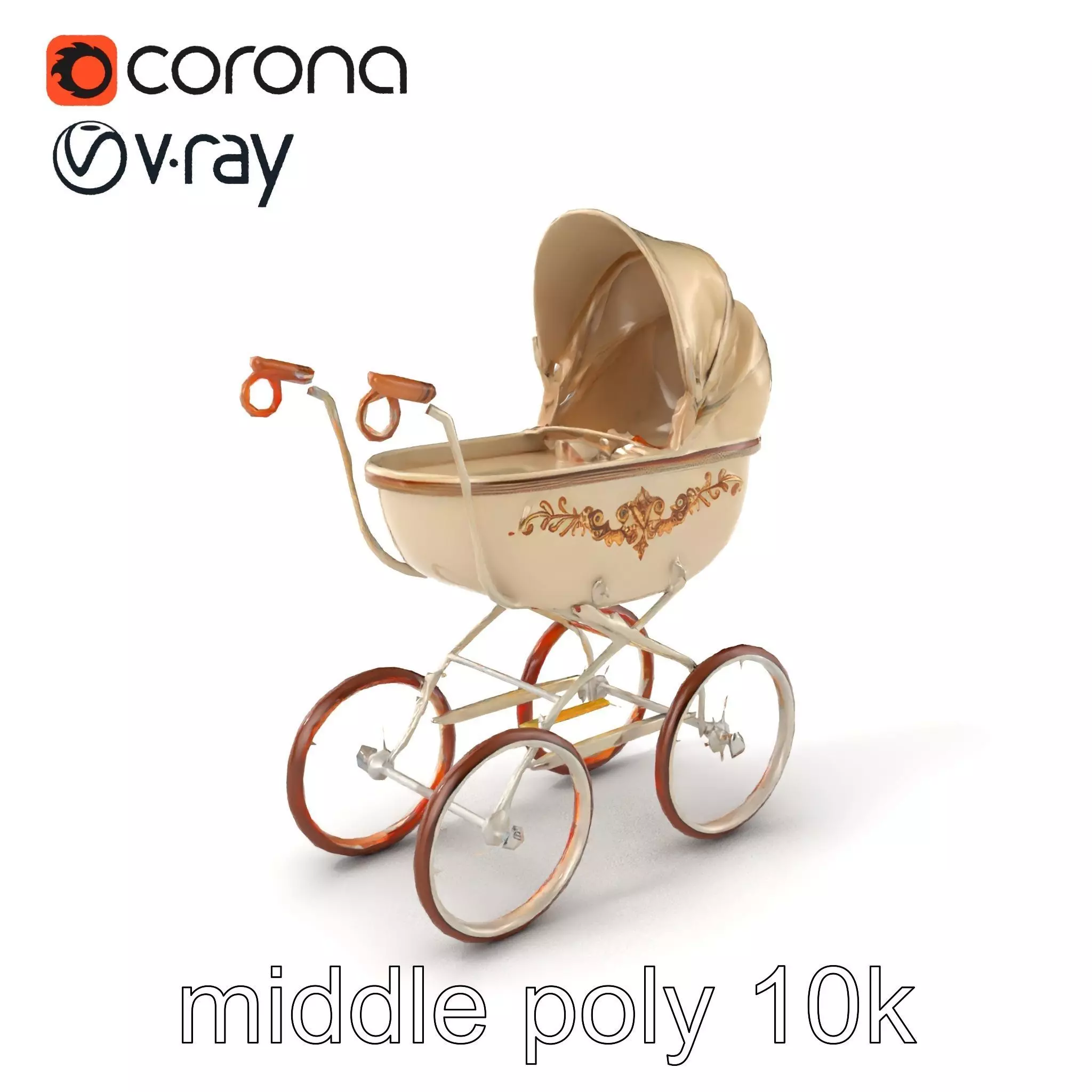 Vintage Pram Elegance Model Pack Low-poly 3D model_0