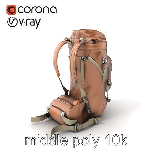 Hunting Trekking Backpack Model Pack with Silent Zippers and ... Low-poly 3D model