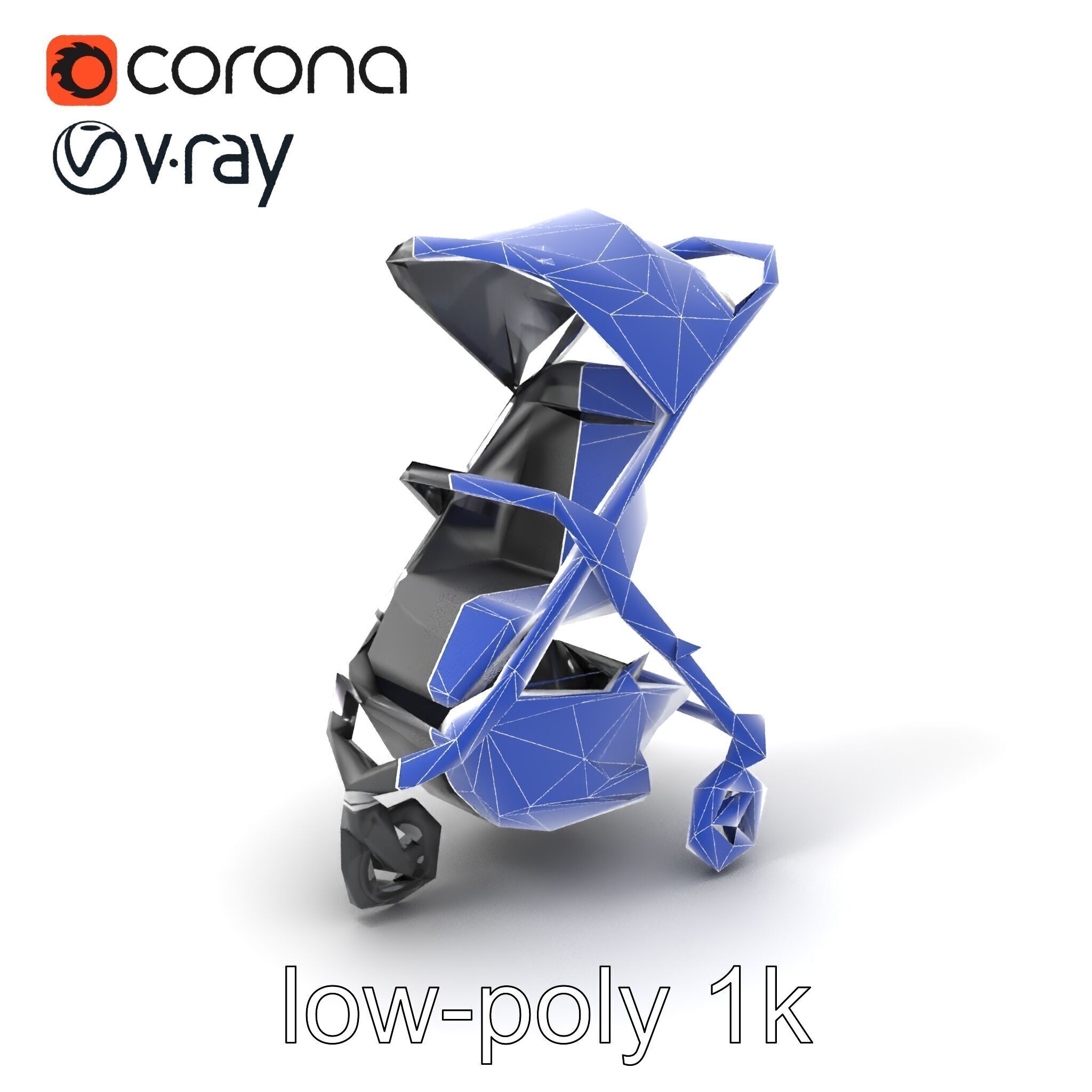 Lightweight Umbrella Stroller with Safety Belts model pack Low-poly 3D model_6