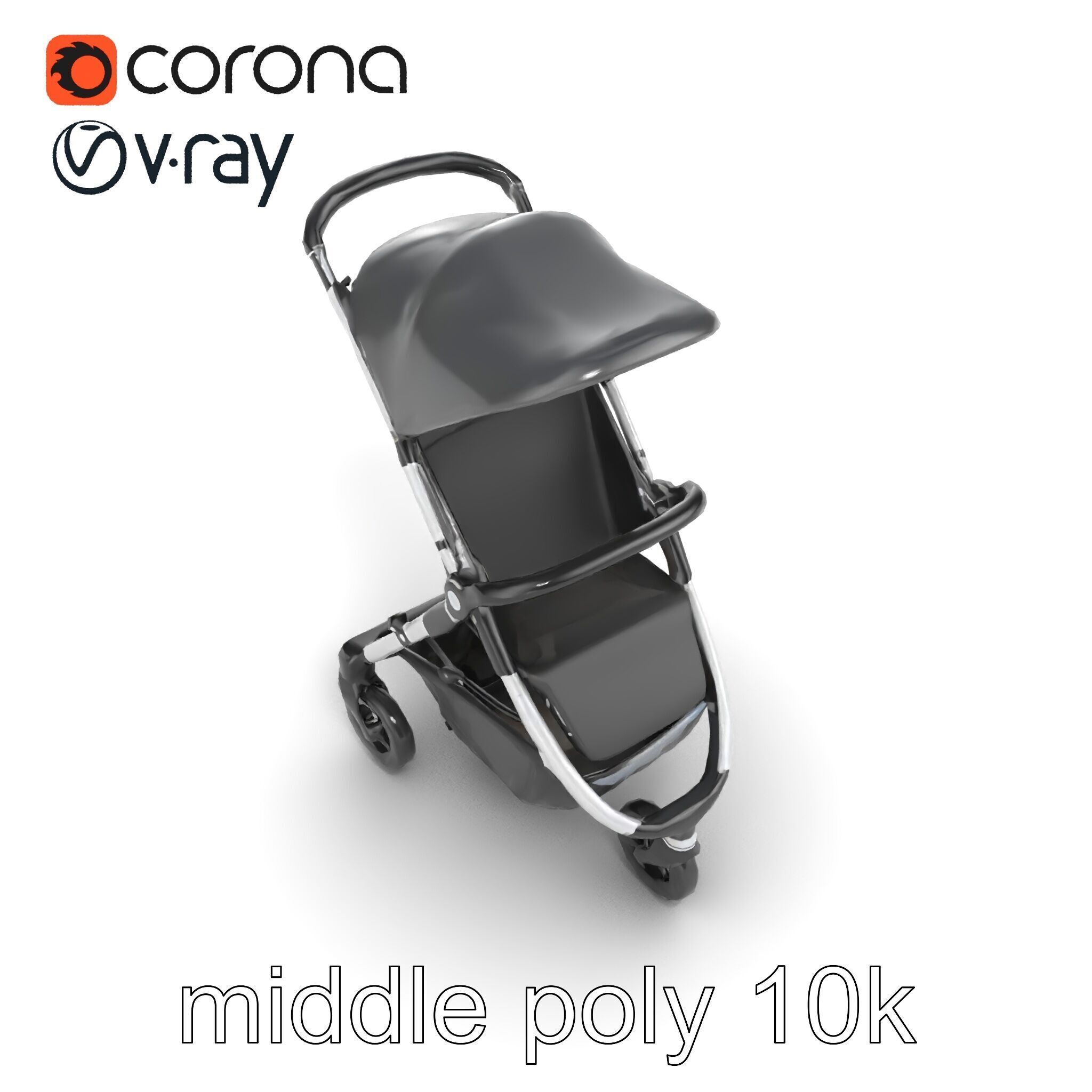 Lightweight Umbrella Stroller with Safety Belts model pack Low-poly 3D model_17
